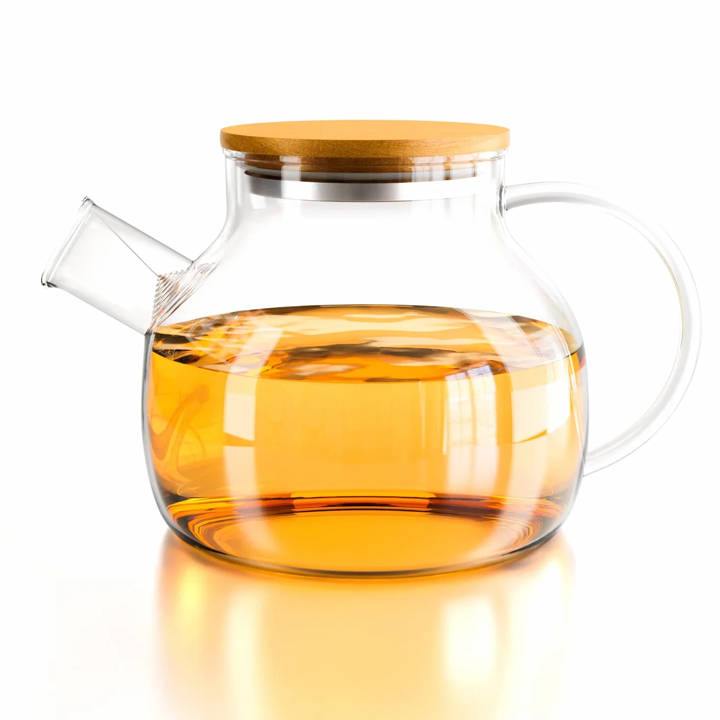 Yuning Tetera, Tetera de Cristal con tapa - Capacidad 1 litros -Hecha de Cristal Borosilicato Jarra Té helado Zumo Café - Botella Agua Fría o Caliente de Vidrio Apto para Frigorífico