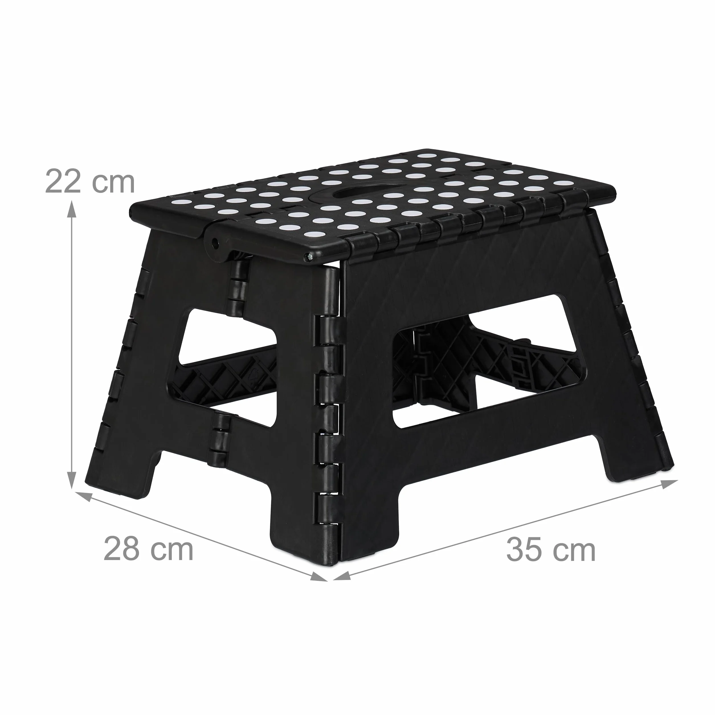 Relaxdays Taburete Plegable Portátil Escalón Baño 150 kg 22 x 35 x 28 cm Negro