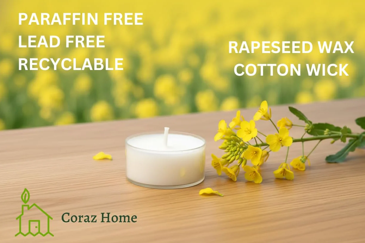 Velas de Cera de Colza Natural Candelitas en Taza Transparente Cera Blanca Luces Nocturnas No Tóxicas No Perfumadas (Caja de Kraft, 50 Candelitas - 8 Horas)