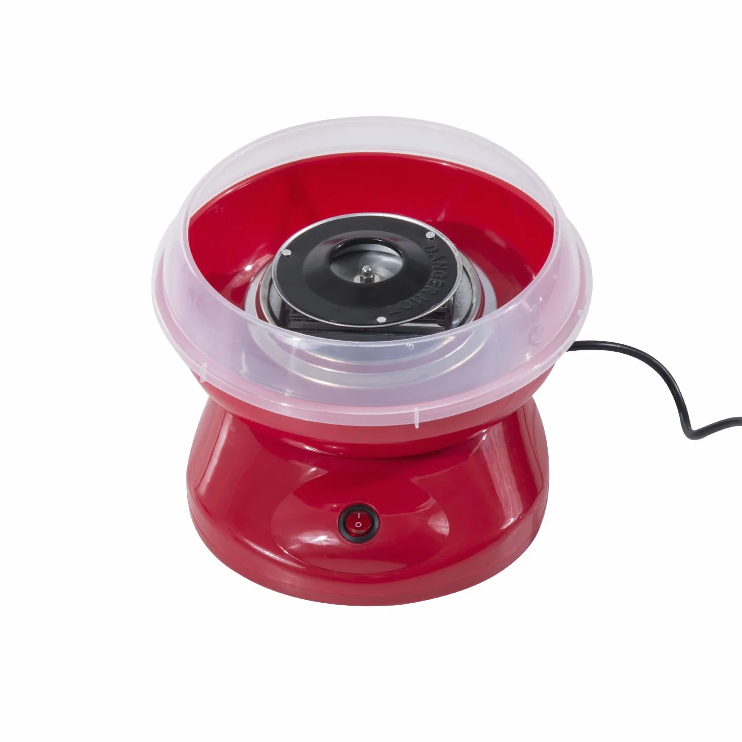 HOMCOM Máquina de Algodón de Azúcar, 450W-550W, Máquina para Hacer Algodón de Azúcar con 10 Palitos, para Fiestas de Cumpleaños Infantiles, en Casa, 27x26x18 cm, Rojo