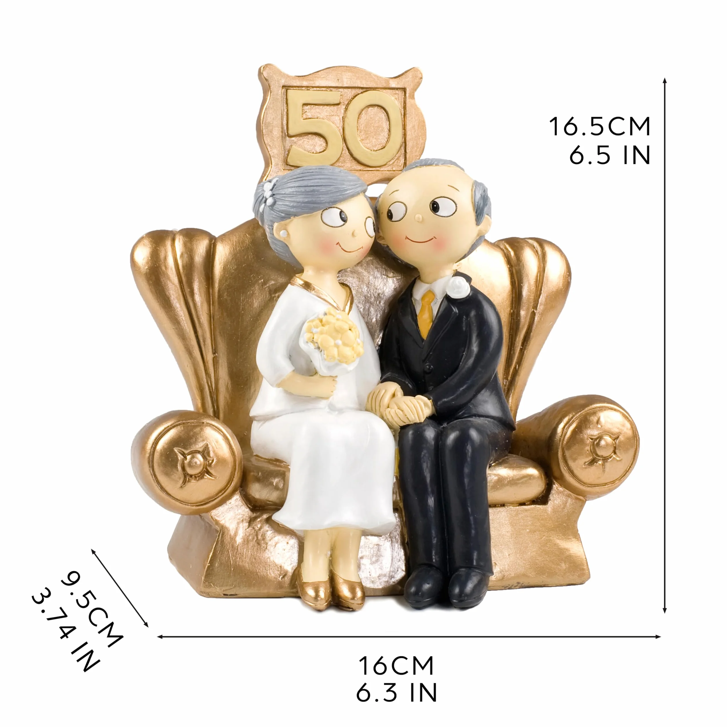 Mopec Pop & Fun Figura para Tarta de Bodas de Oro 50 Aniversario 16 x 16,5 cm Dorado Oscuro