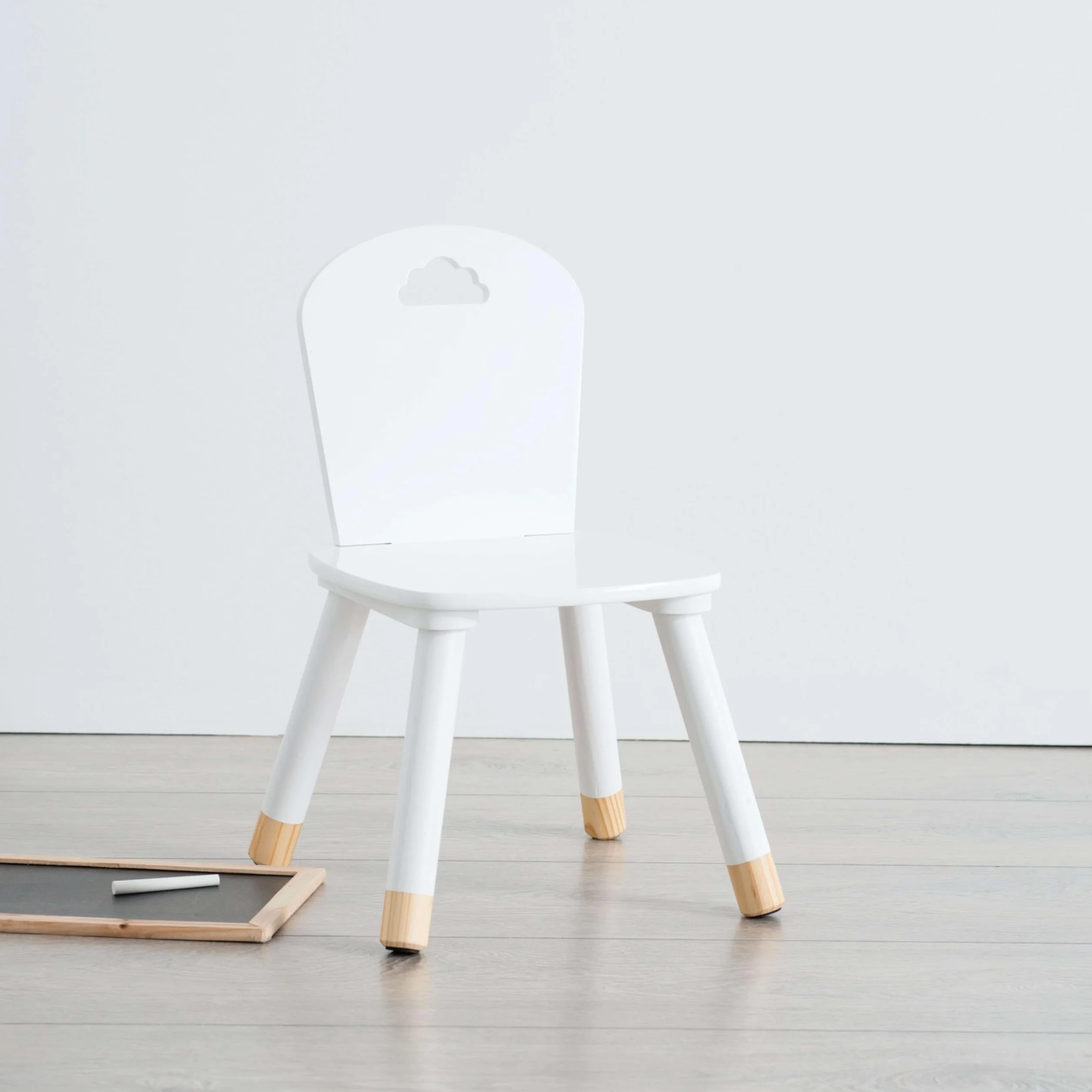 Miroytengo Silla Infantil Douceur Melamina Blanco, Patas de Madera, Estable y Elegante para Niños, Diseño Moderno