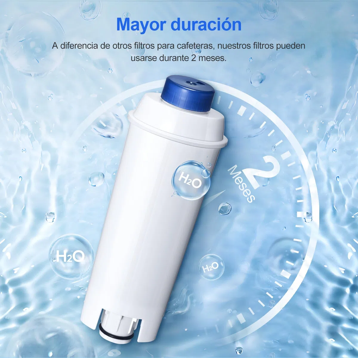 Filtro de Agua, Reemplazo para Filtro DLSC002, Compatible con Cafeteras De'Longhi Dinamica, Magnifica S, Eletta Explorer, ETAM Autentica EPAM y Serie ECAM (paquete de 6)