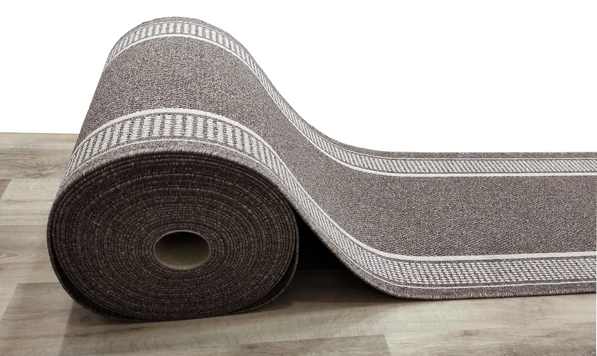 Alfombra Larga para Pasillo, Cocina, entradas Antideslizante de Colores Taupe y Antracita, Lavable en Lavadora y a Mano.
