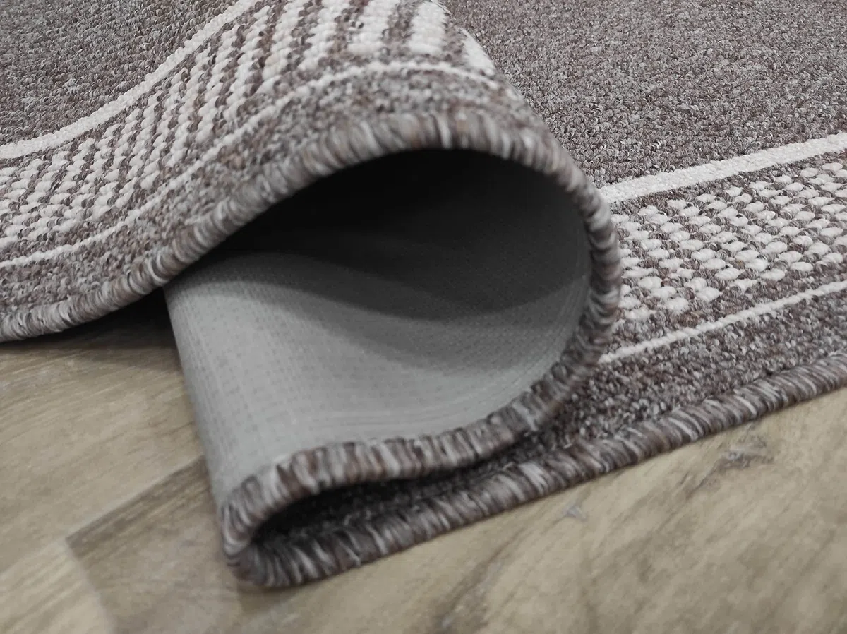 Alfombra Larga para Pasillo, Cocina, entradas Antideslizante de Colores Taupe y Antracita, Lavable en Lavadora y a Mano.