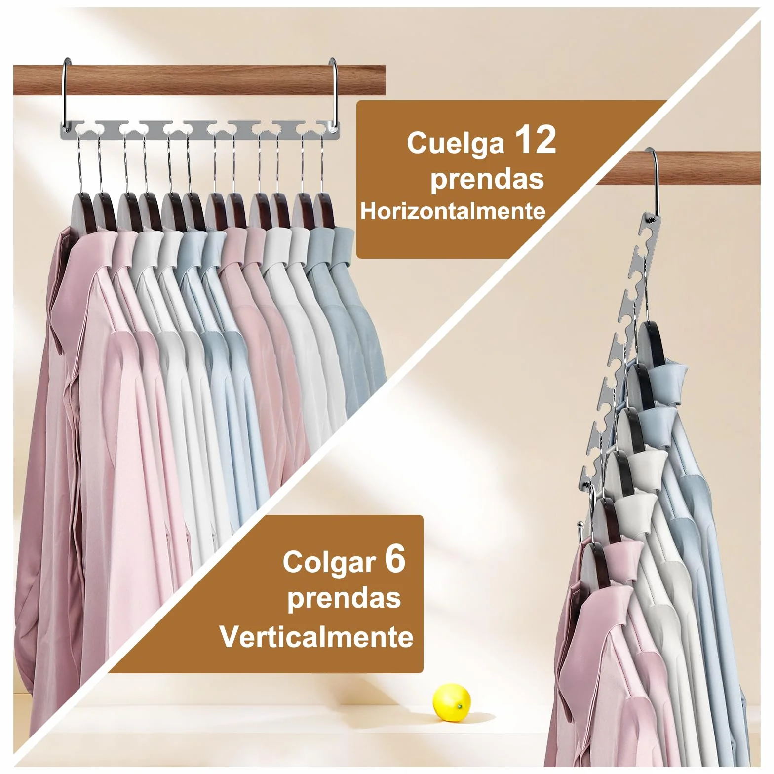 Magic - Perchas de metal resistentes para ahorrar espacio, organizador de armario, ahorro de espacio, paquete de 8 perchas en cascada