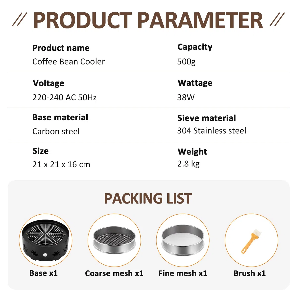 YUCHENGTECH 500g Enfriador de Granos de Café con 2 Tamices para Enfriar Rápidamente los Granos de Café y Retirar la Cáscara de los Granos 220V