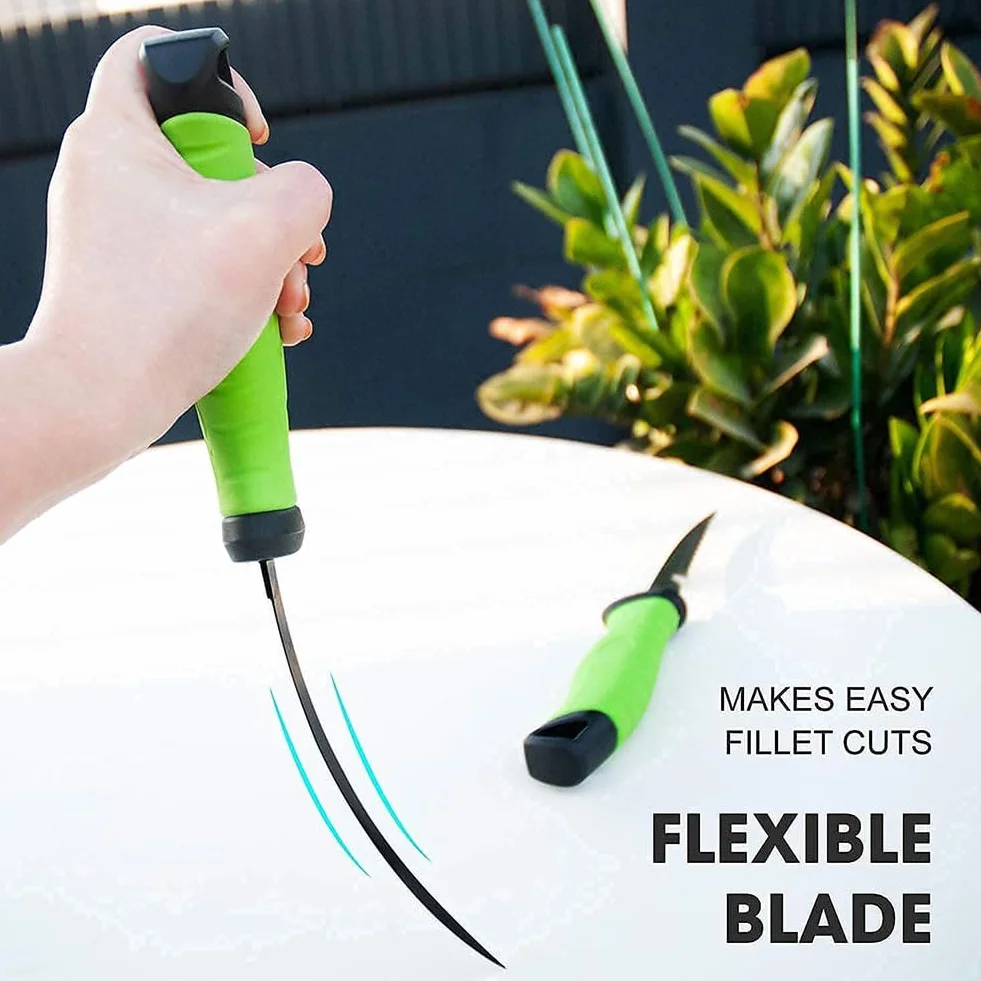 Comioke Cuchillo Deshuesador 7 Pulgadas para Filetear Pescado y Carne con Funda y Afilador