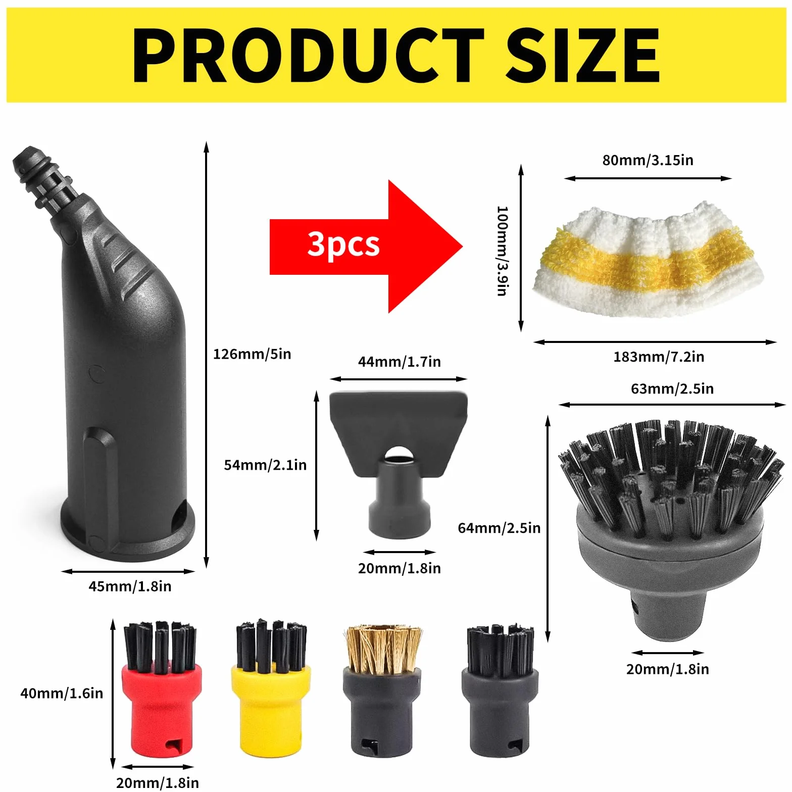 10 piezas accesorios para limpiador de vapor Kärcher Easyfix SC1 SC2 SC3 SC4 SC5 boquilla cepillos redondos juego de paños limpiador de vapor piezas de repuesto