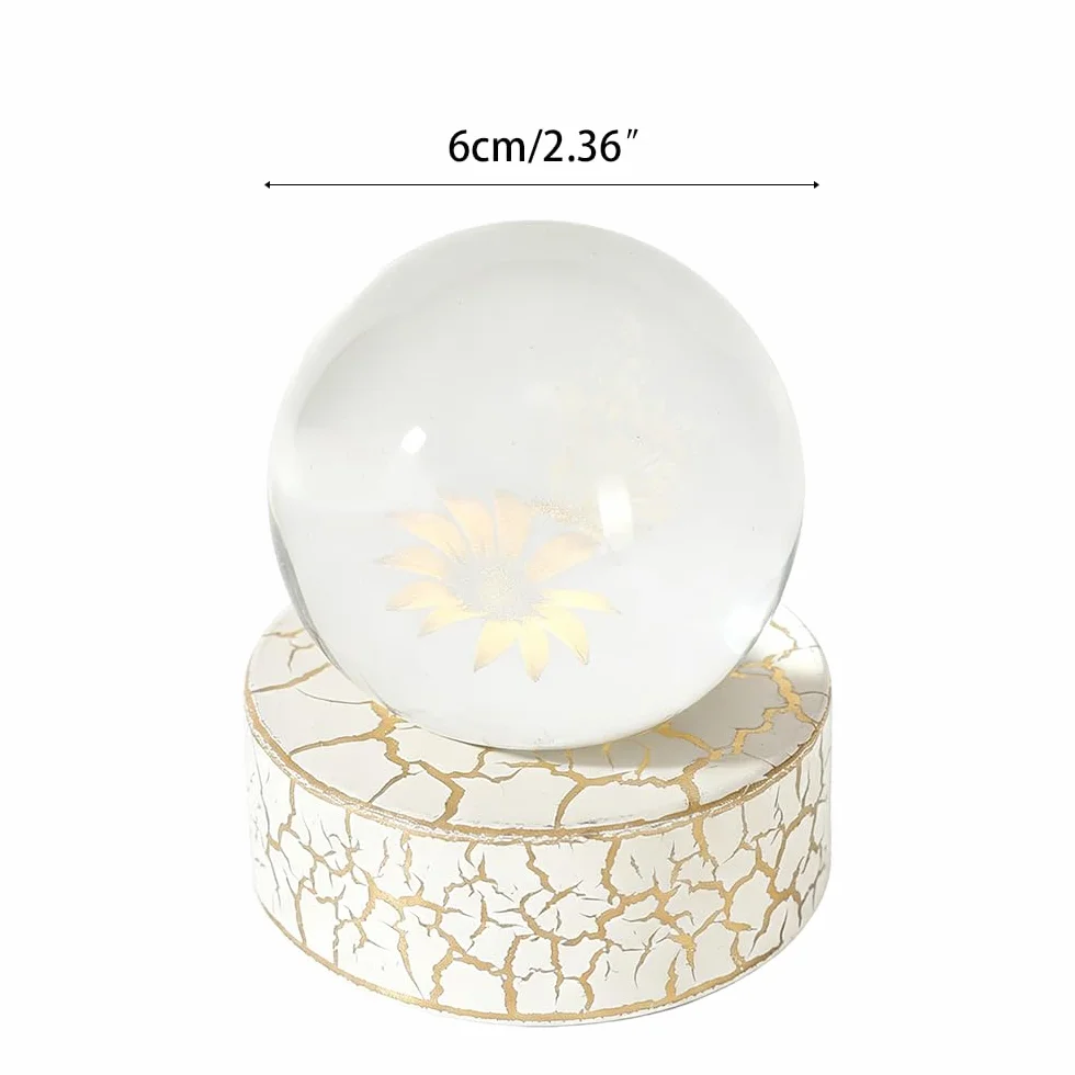 DONGKER Girasoles 3D con bolas de mariposas, bola de cristal de 2.36 pulgadas, flor de mariposa con base de luz para decoración del hogar