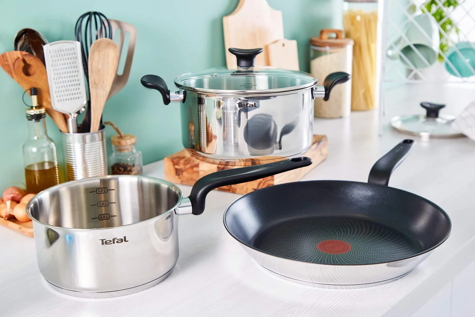 Tefal Primary cacerola 14 cm (1 L), 10 años de garantía, acero inoxidable premium, inducción, hervir a fuego lento, E3082704