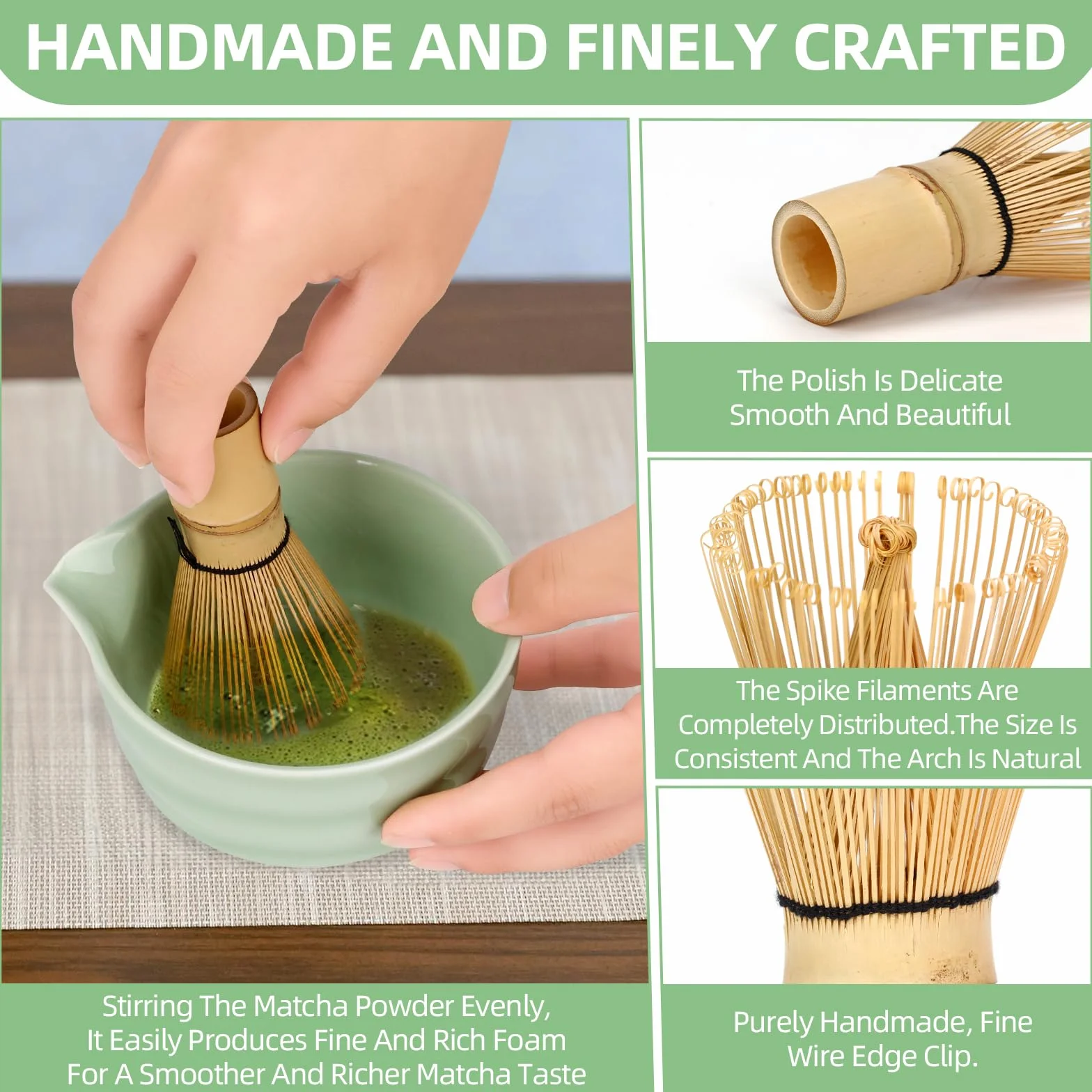Matcha Set de 6 Piezas – Kit de Ceremonia Japonesa de Matcha con Cuenco de Matcha,Batidor de Matcha de Bambú,Soporte para Batidor,Colador, Cuchara y Pala – Set de Regalo para Amantes del Matcha