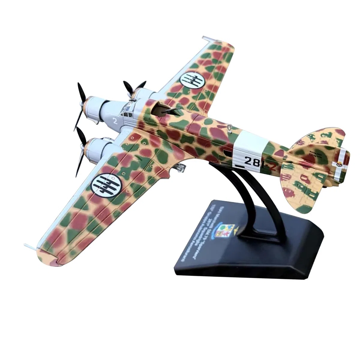 DAGIJIRD Modelo de avión de aleación de simulación 1:144 aleación WWII Italia SM.79 Sparviero modelo bombardero