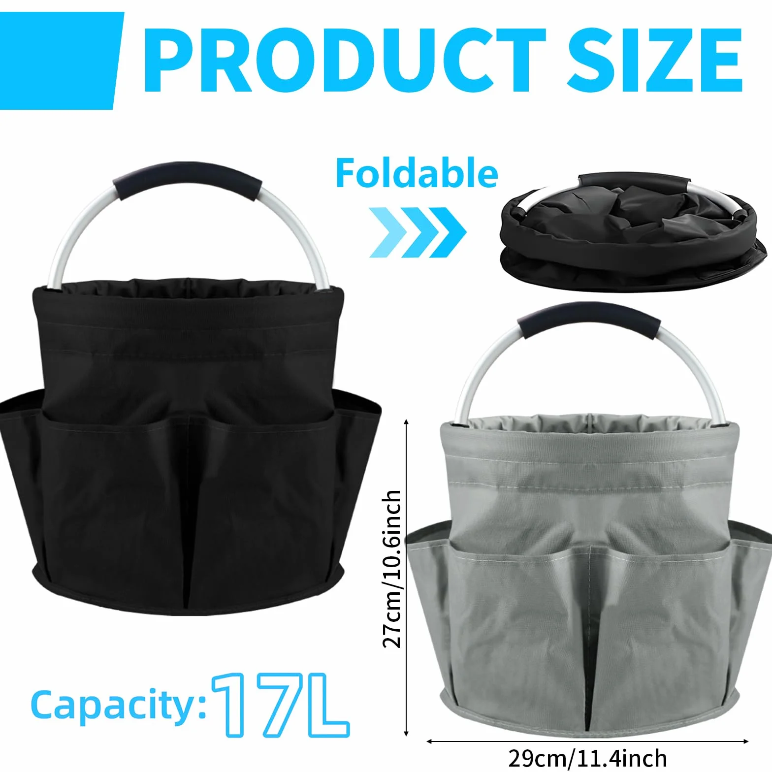 2 organizadores de productos de limpieza, bolsa de limpieza plegable portátil, cesta de limpieza con asa y 6 bolsillos, bolsa de limpieza para dispositivos, herramientas, utensilios de limpieza