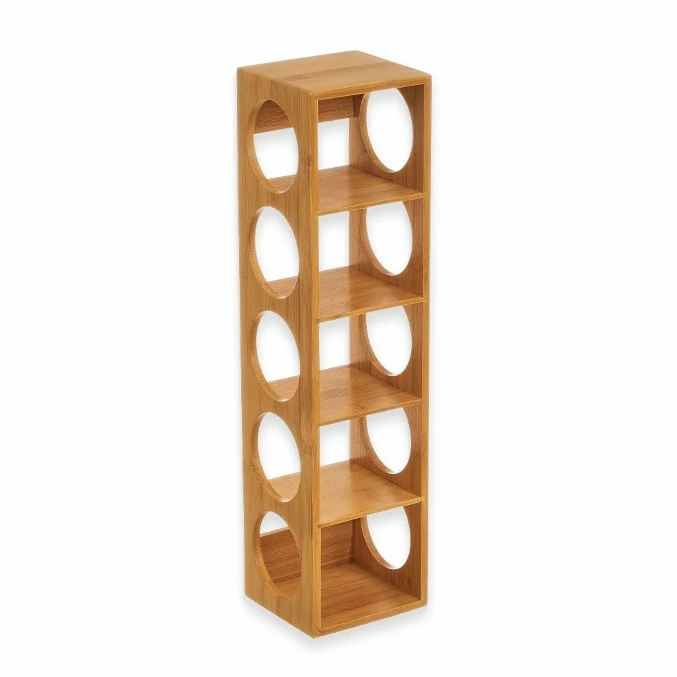 LOLAhome Botellero de bambú natural apilable para 5 botellas de vino 53x13x13 cm