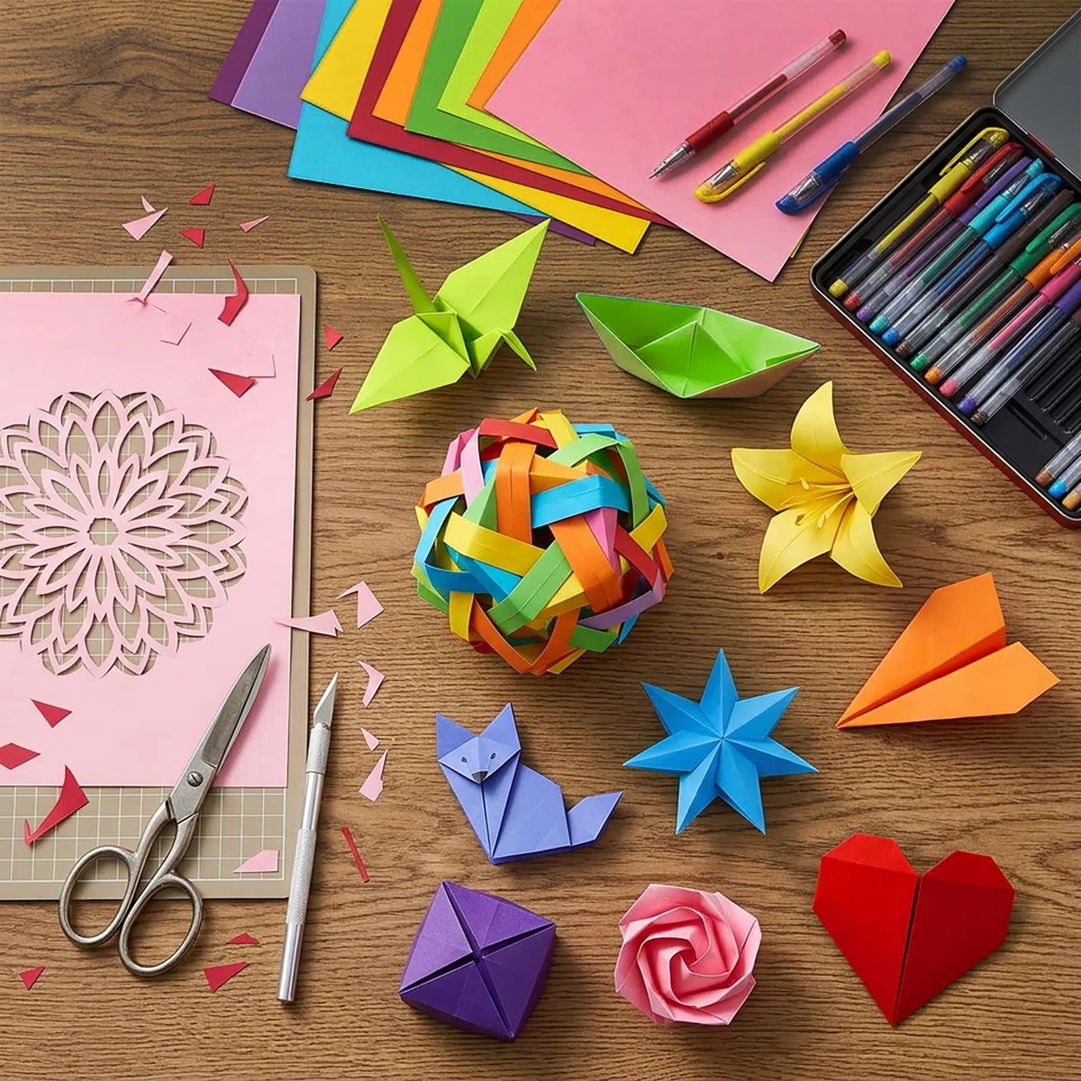 Papel para papiroflexia Origami A4 21x29.7 cm 180 hojas 90 g/m² 9 colores