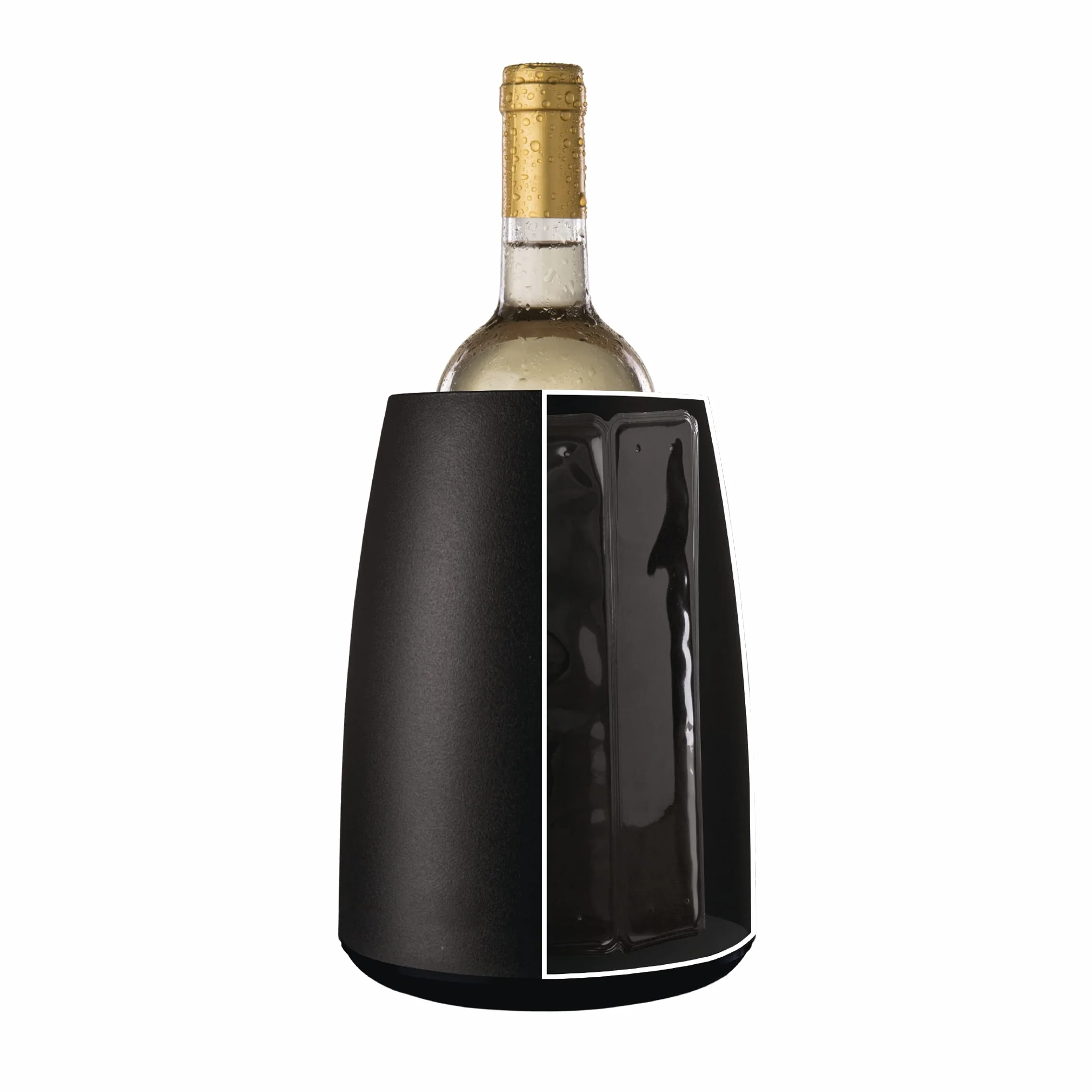 Vacu Vin Enfriador de Vino en Acero Inoxidable - Enfriador de Botellas Reutilizable para Botellas Estándar - Color Negro