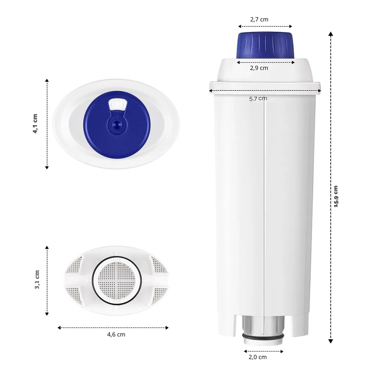 Filtro de Agua, Reemplazo para Filtro DLSC002, Compatible con Cafeteras De'Longhi Dinamica, Magnifica S, Eletta Explorer, ETAM Autentica EPAM y Serie ECAM (paquete de 6)
