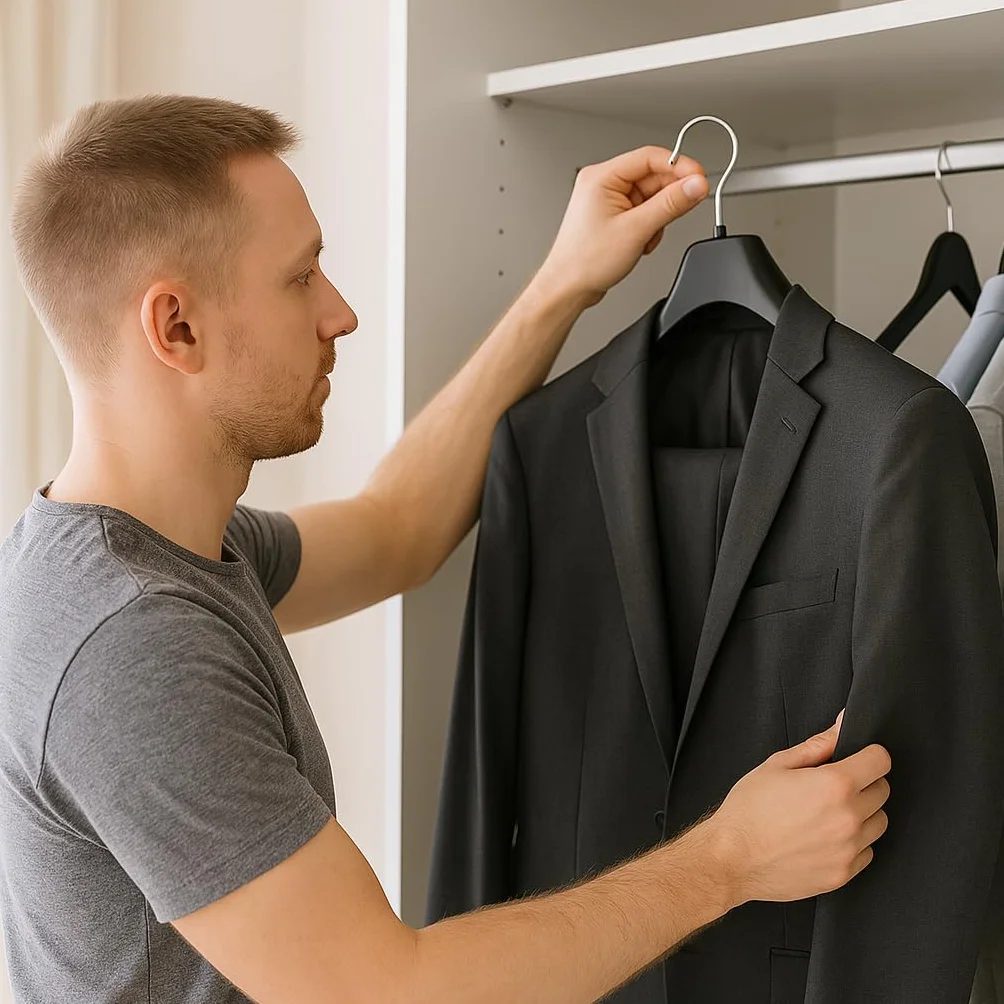 Kiroplast 12 Perchas de Plástico Antideslizante para Abrigos, Perchas Ropa Chaquetas Abrigos Extra Grandes para Hombre y Mujer (45cm)