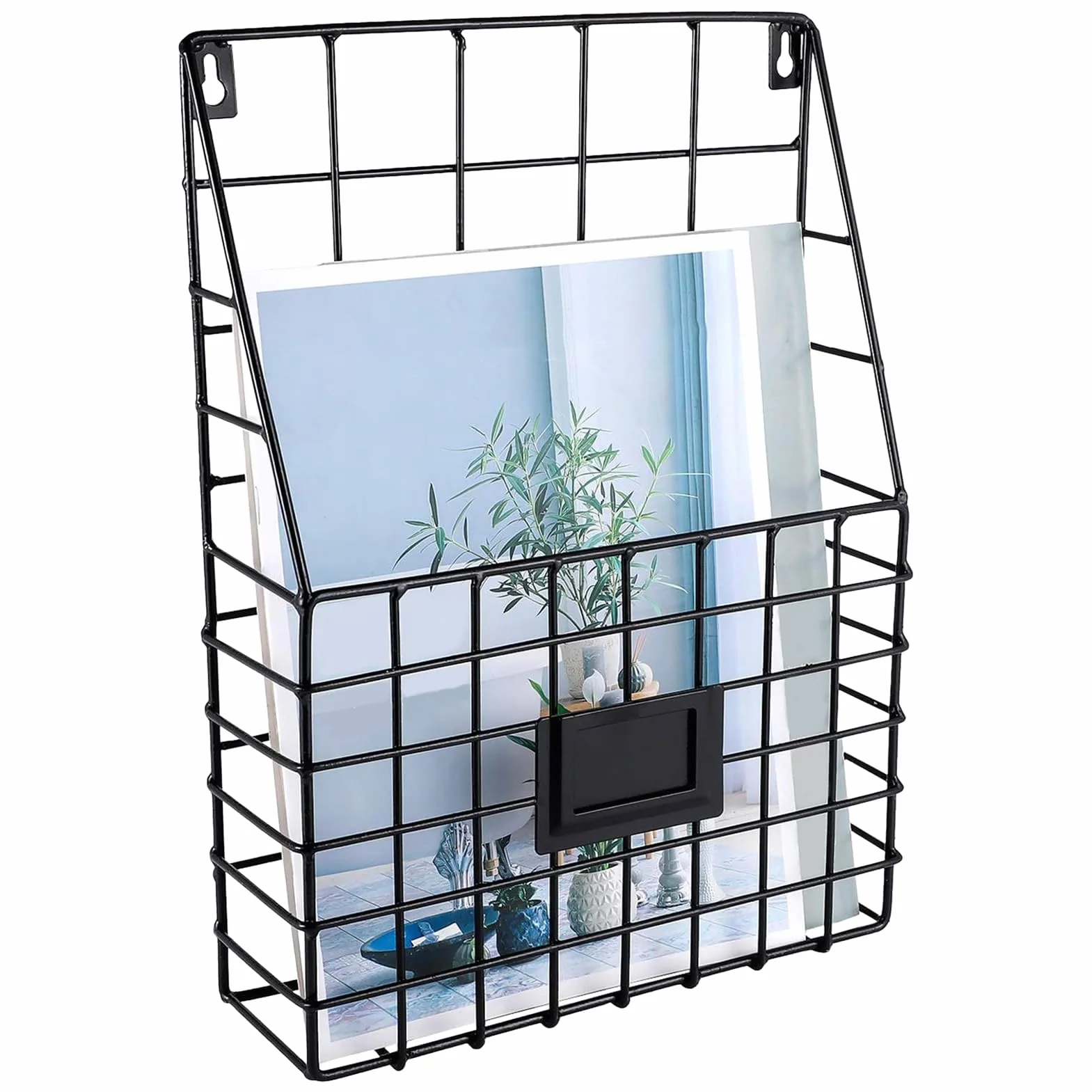 Soporte de metal para archivos montado en la pared 28 x 10 x 40 cm cesta de almacenamiento para oficina