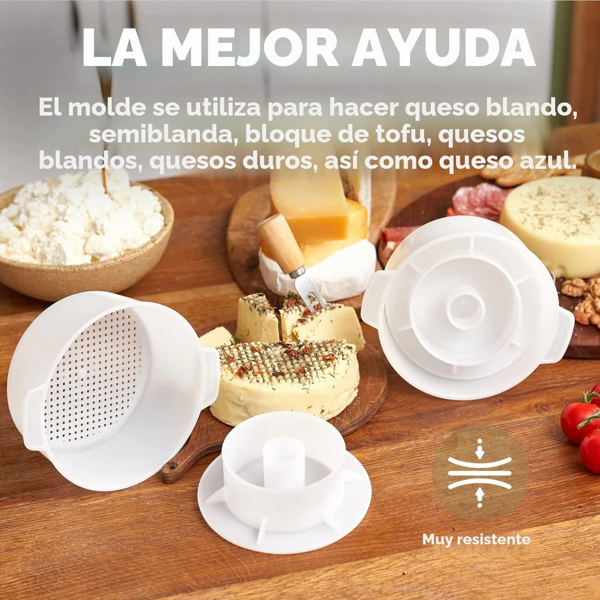 2 moldes para queso con pistón seguidor y gasa – Kit para hacer queso – Suministros para hacer queso – Molde para hacer queso – Cesta para hacer queso – Paño de algodón para colar – Molde para queso