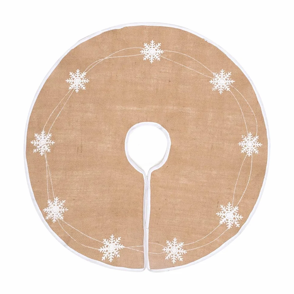 N&T NIETING Manta para árbol de Navidad, 75 cm, falda con copo de nieve blanco, arpillera, manta redonda para decoración navideña