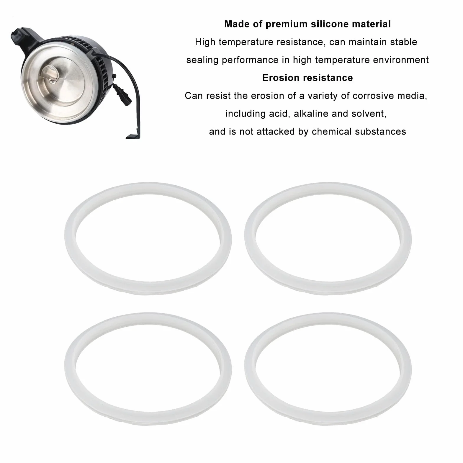 Anillo de Sellado de Silicona 4 Uds, Junta de Goma para Destilador de Agua de Grado Alimenticio (6L)