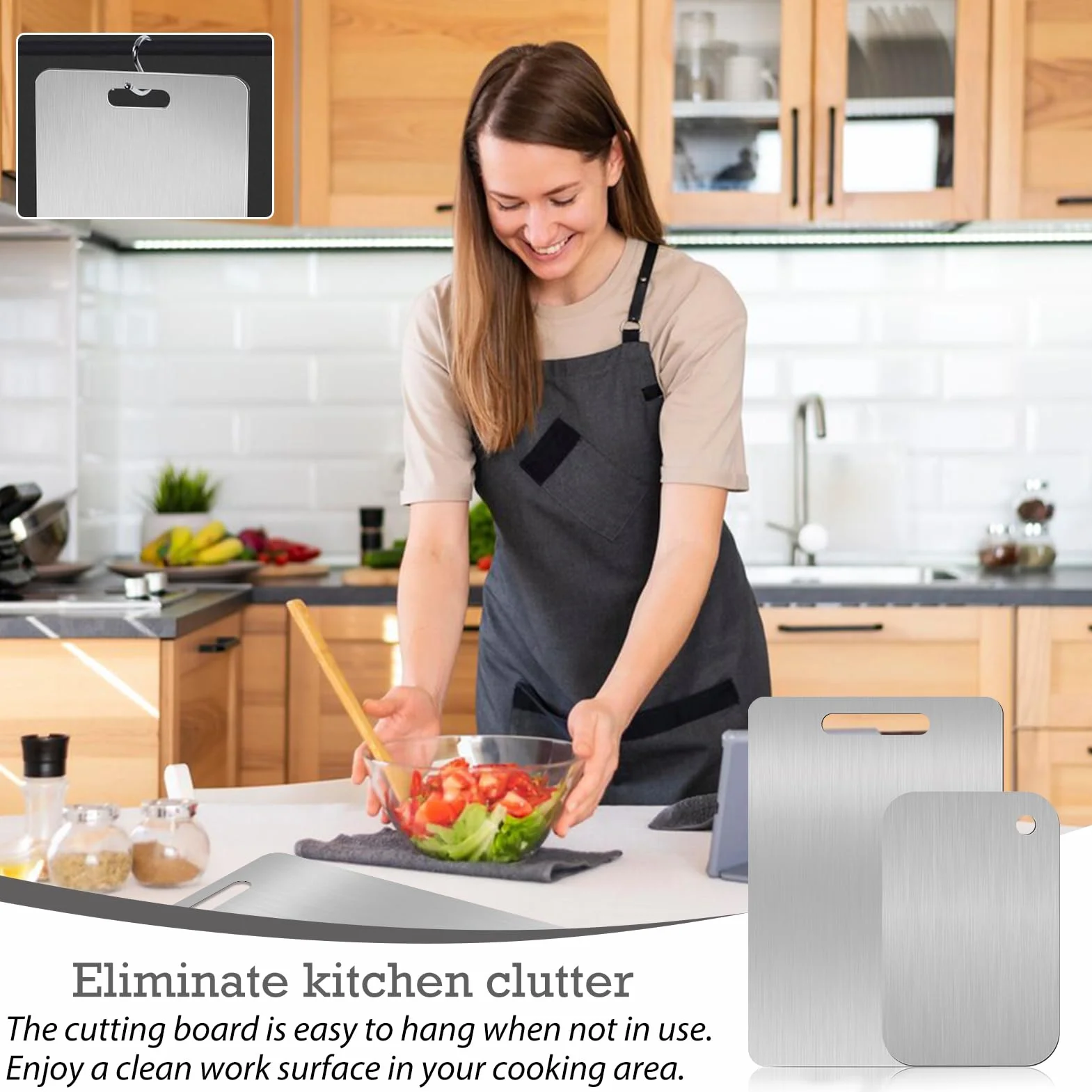 Tabla de Cortar de Titanio Aleación Inoxidable 0 Migas 2 Lados Frutas Verduras Masa Pan