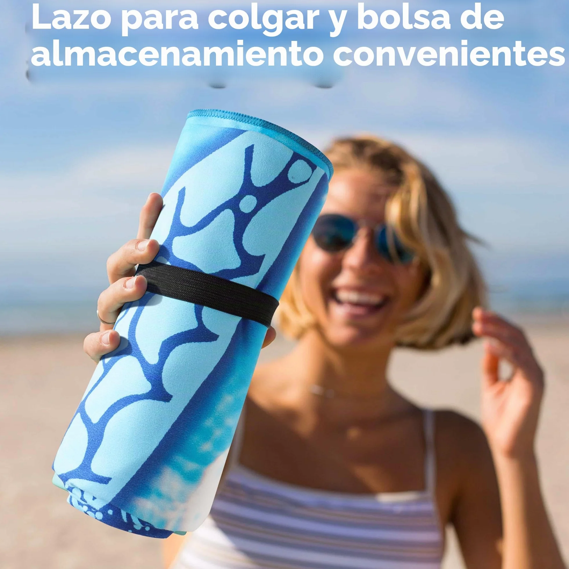 KUOGAS Toalla Playa XXL 200x145 cm Microfibra Secado Rápido Sin Arena Manta Playa Mujer Tortuga Azul