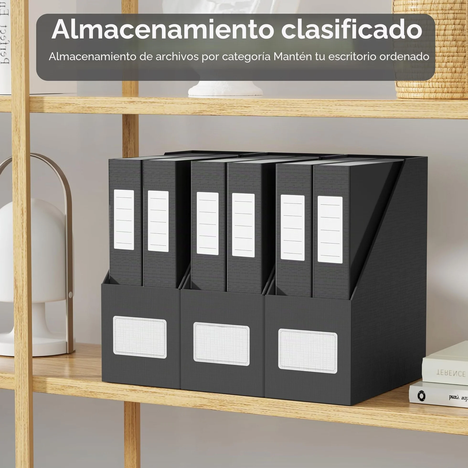 JIAWEI Revistero A4, 3 unidades, cartón extra resistente 1800 g/m, 10,5 cm, negro