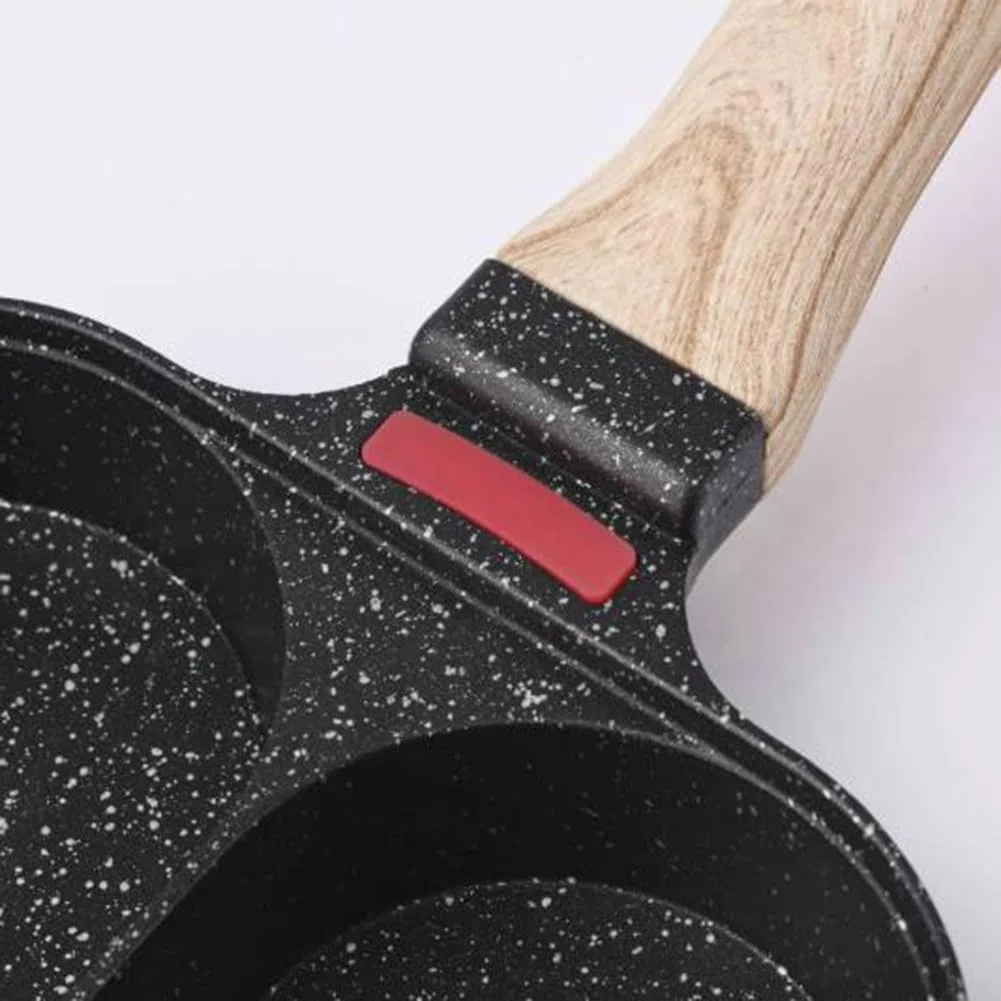 Sartén de aluminio para 4 tazas con antiadherente, perfecta para cocinar deliciosos platos de desayuno rápidamente (cuatro agujeros negros)