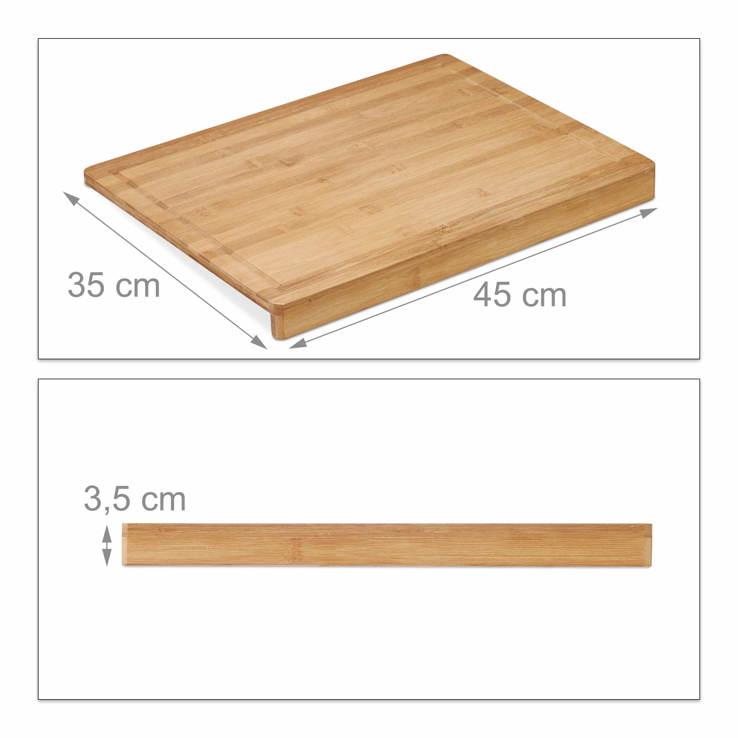 Relaxdays Tabla Cortar Bambú Grande 45 x 35 cm Rectangular para Encimera Cocina