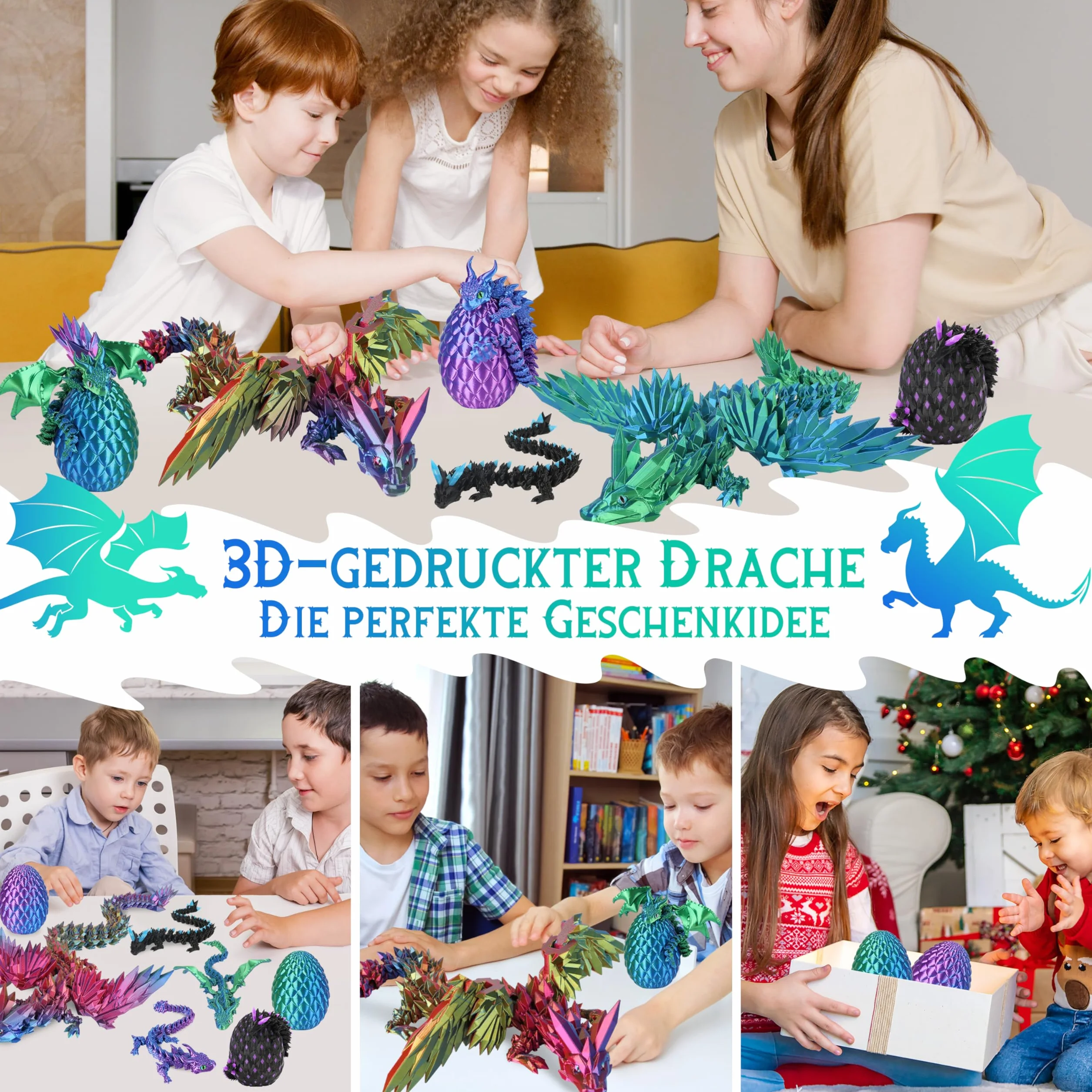Dragón Impreso en 3D 60cm Articulado Alado, Decoración del Hogar, Juguete de Escritorio