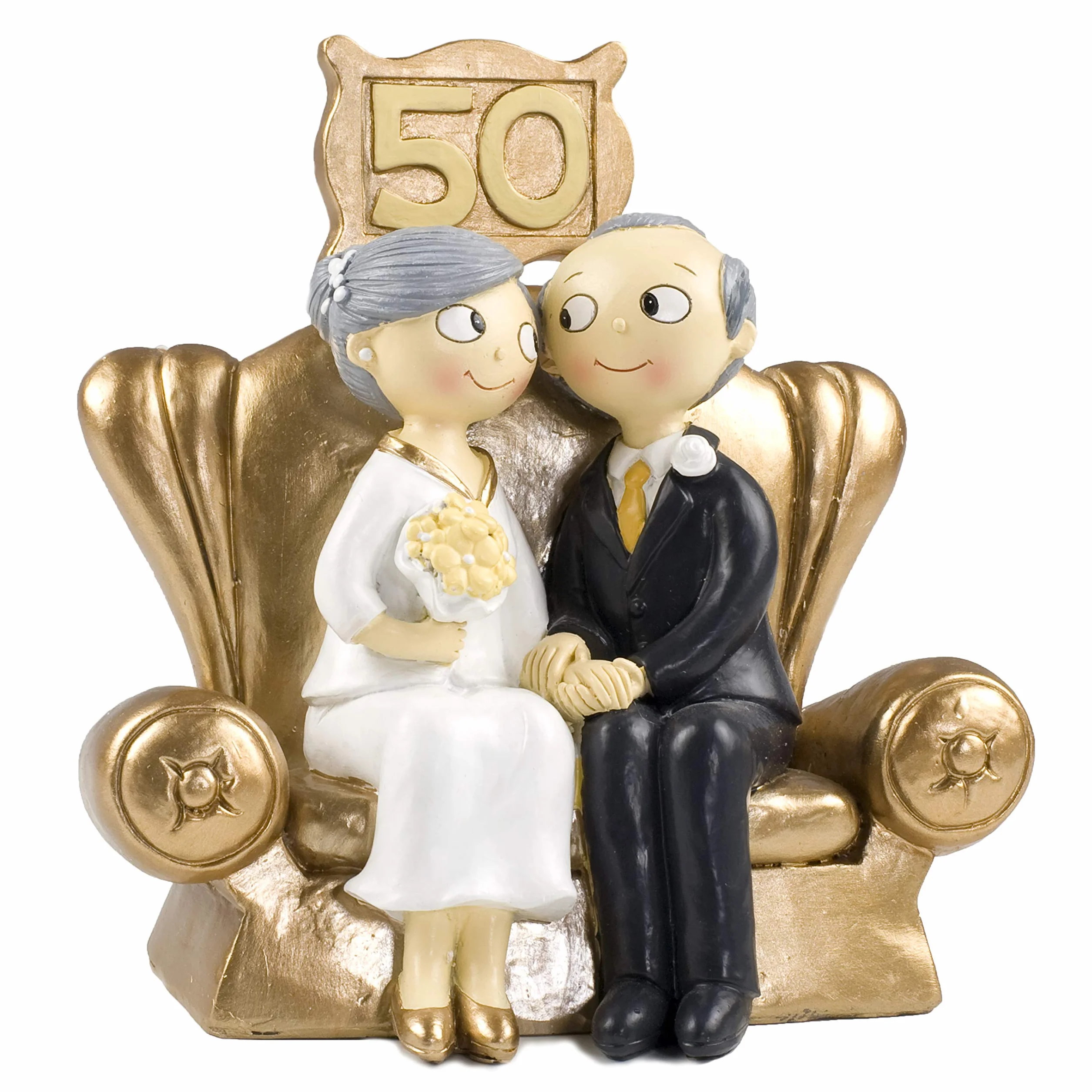 Mopec Pop & Fun Figura para Tarta de Bodas de Oro 50 Aniversario 16 x 16,5 cm Dorado Oscuro