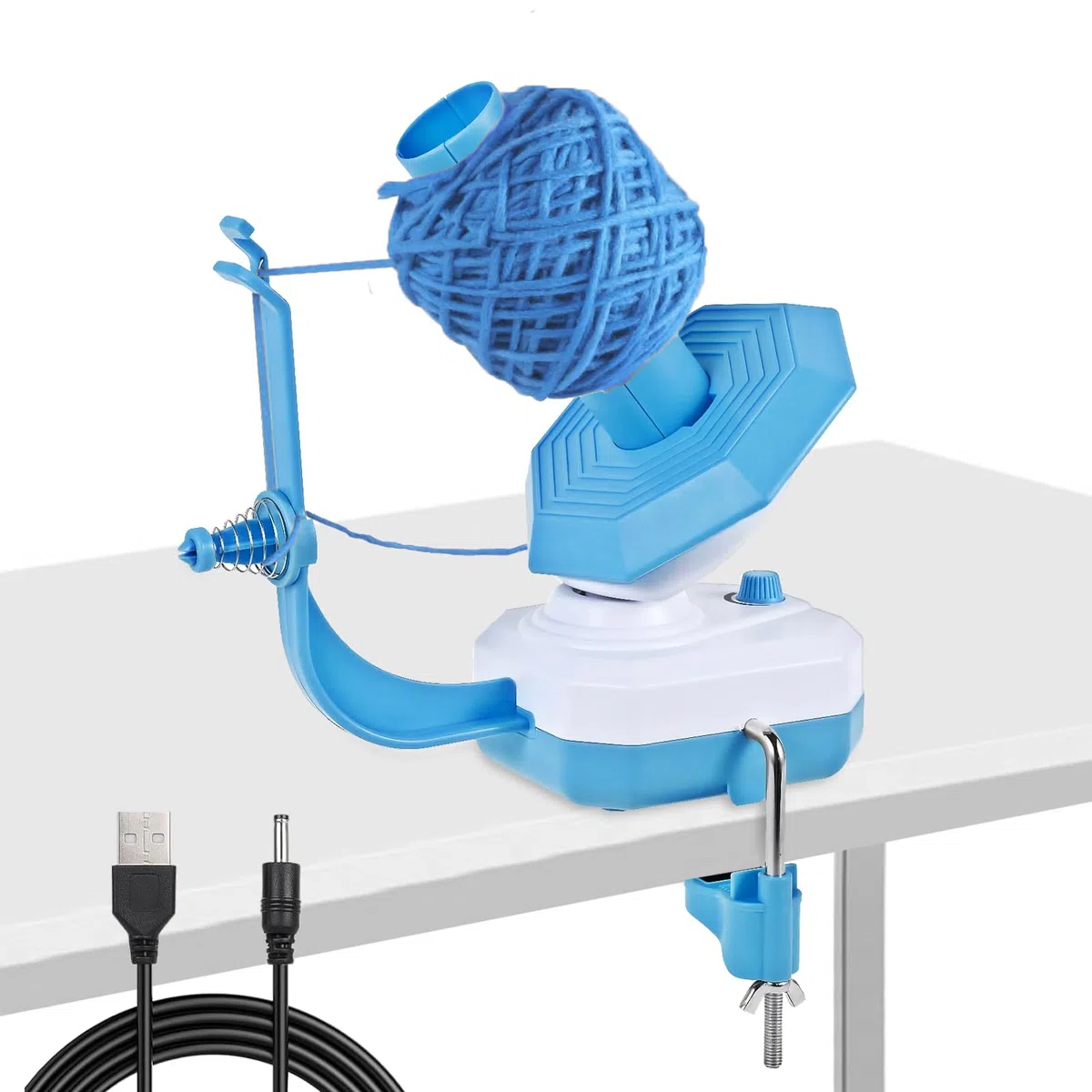 Eléctrico Yarn Winder, 10 Oz De Capacidad Bobinadora De Hilo con Ajuste Continuo De La Velocidad, Manos Libres Automático Ovilladora para Ganchillo Y Costura, Azul