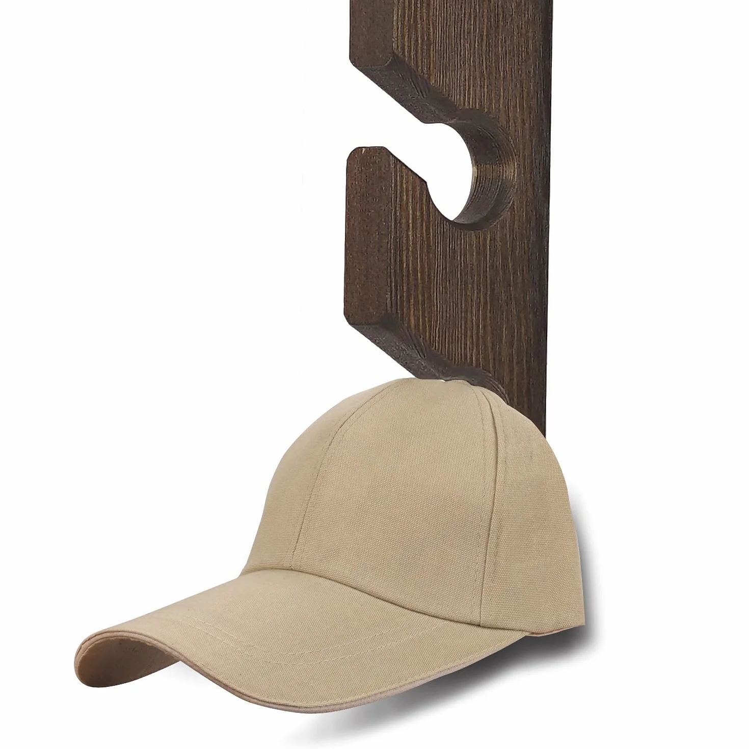 Perchero organizador de gorras de béisbol para pared (paquete de 2) soporte de madera para sombreros montado en la pared marrón