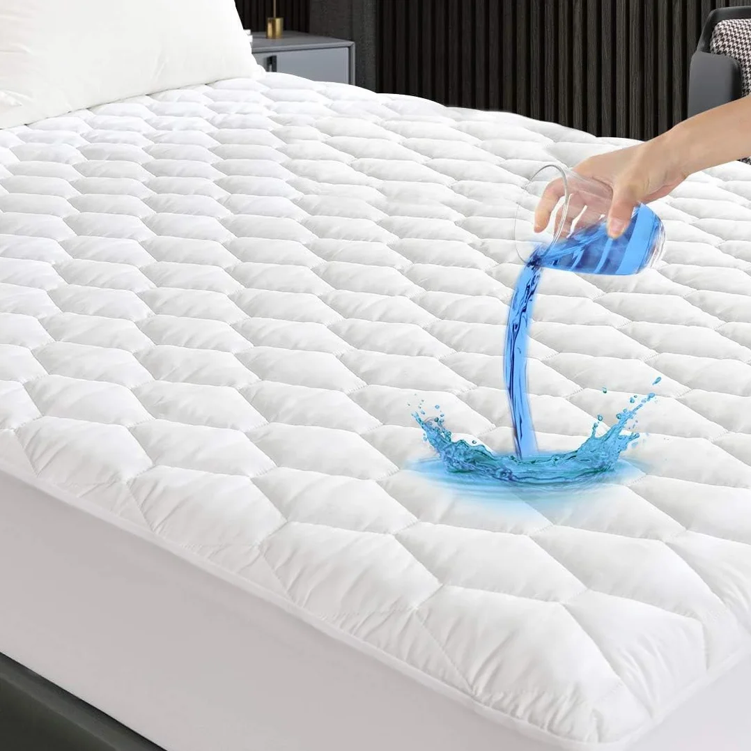 GRT Protector de Colchón Acolchado Impermeable, Cubre Colchón Transpirable Certificado Oeko-Tex, Funda para Colchón Estira hasta 30 cm, Blanco 90x190 cm