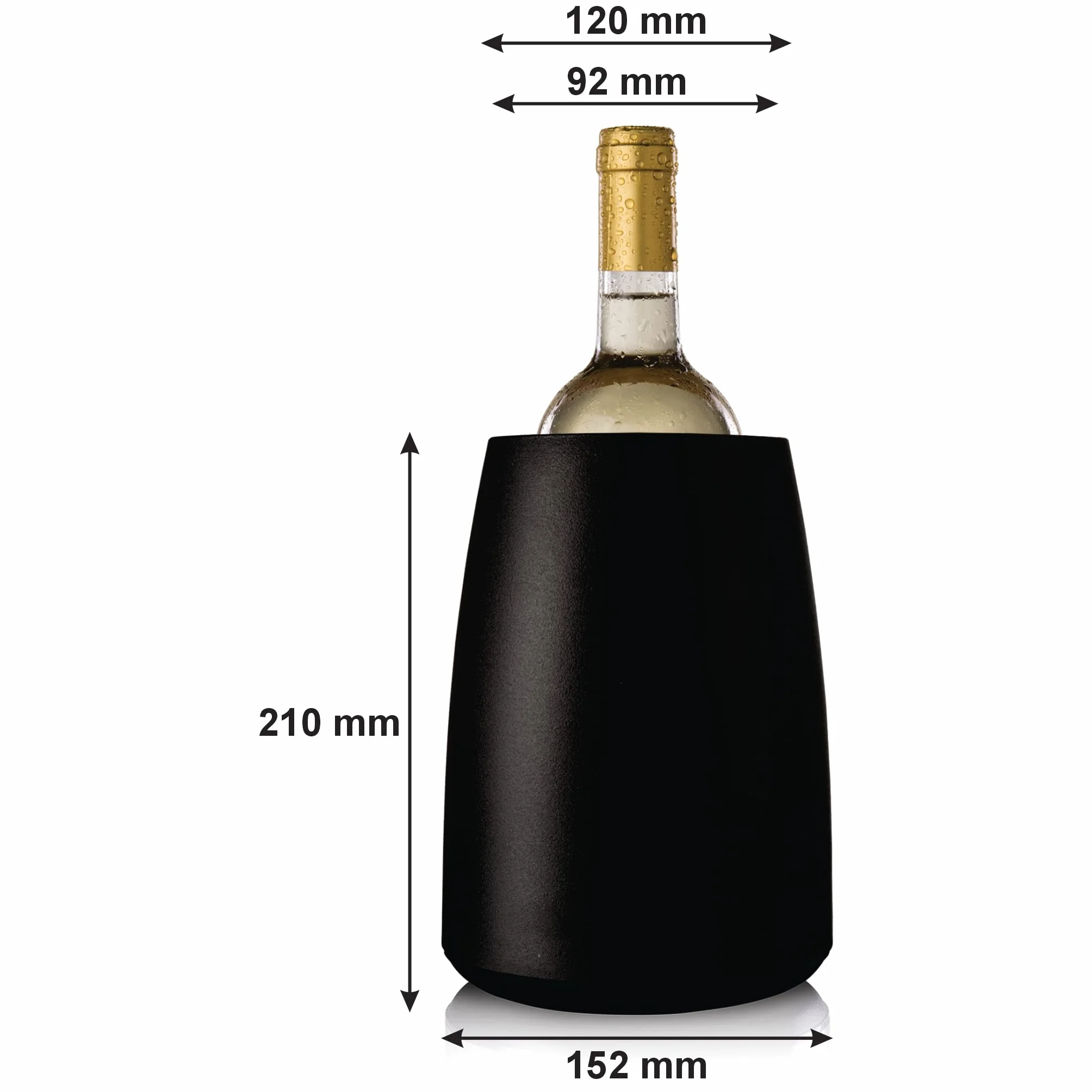 Vacu Vin Enfriador de Vino en Acero Inoxidable - Enfriador de Botellas Reutilizable para Botellas Estándar - Color Negro