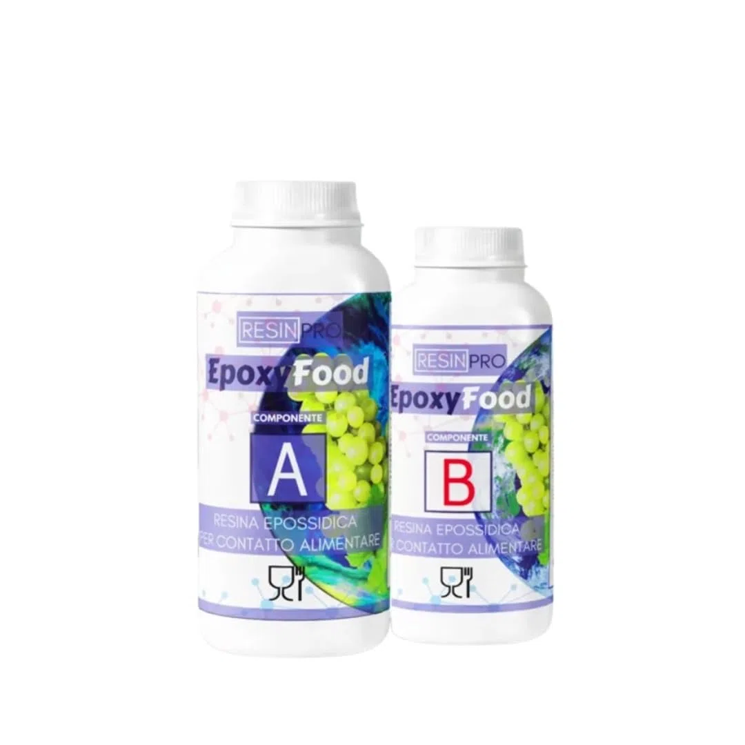 RESINA EPOXY EPOXYFOOD PARA CONTACTO CON ALIMENTOS Ideal para mesas, bandejas, platos y posavasos - Certificado - Guantes gratis - Asistencia técnica en Español - 100% Made in Italy - 775g