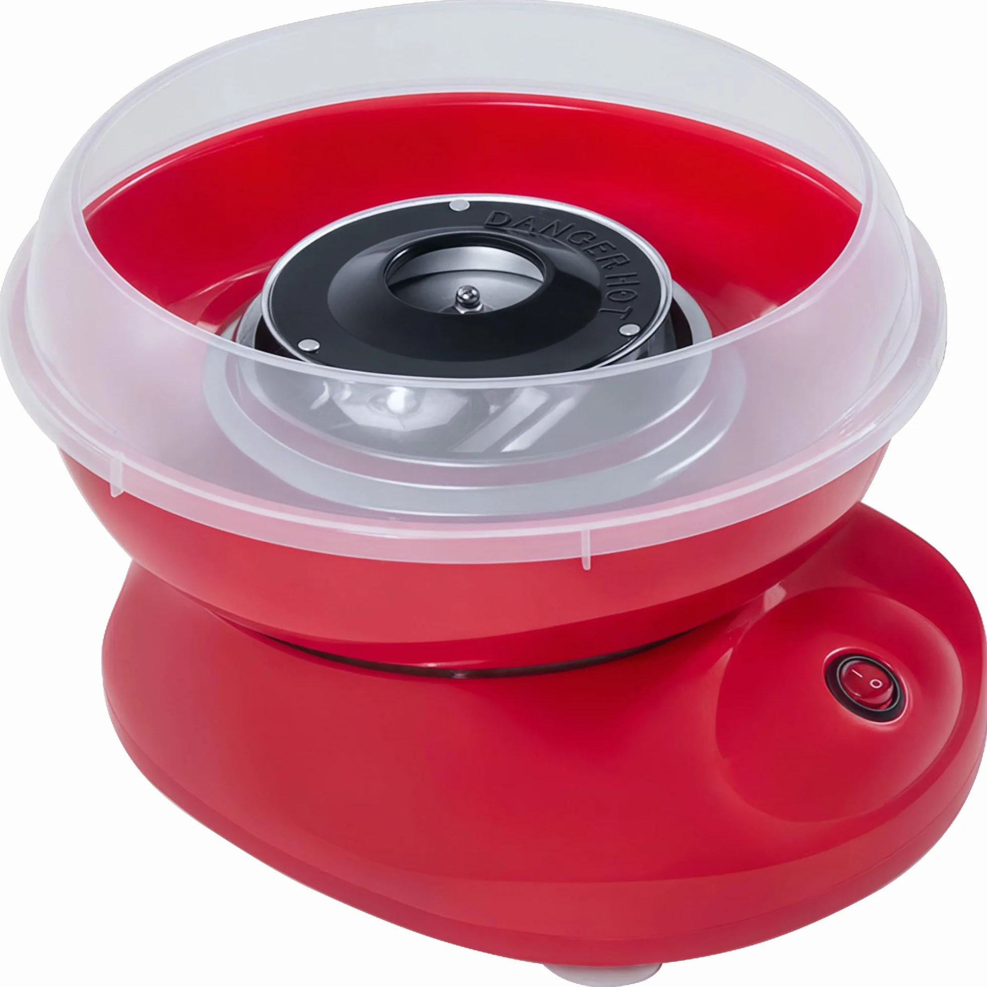HOMCOM Máquina de Algodón de Azúcar, 450W-550W, Máquina para Hacer Algodón de Azúcar con 10 Palitos, para Fiestas de Cumpleaños Infantiles, en Casa, 27x26x18 cm, Rojo