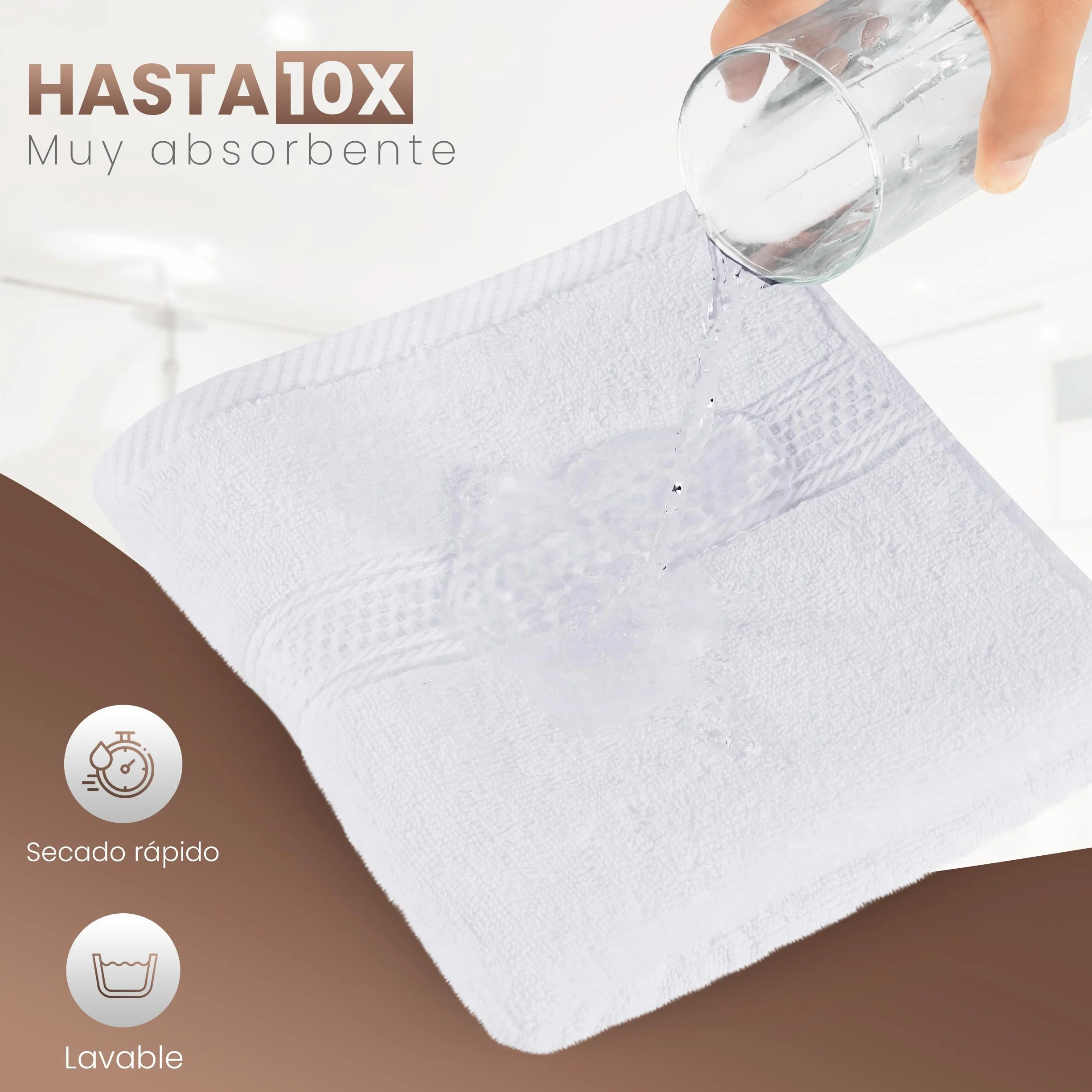 Utopia Towels Juego de 6 Toallas de Mano 50 x 100 cm Algodón Blanco Altamente Absorbentes con Gancho