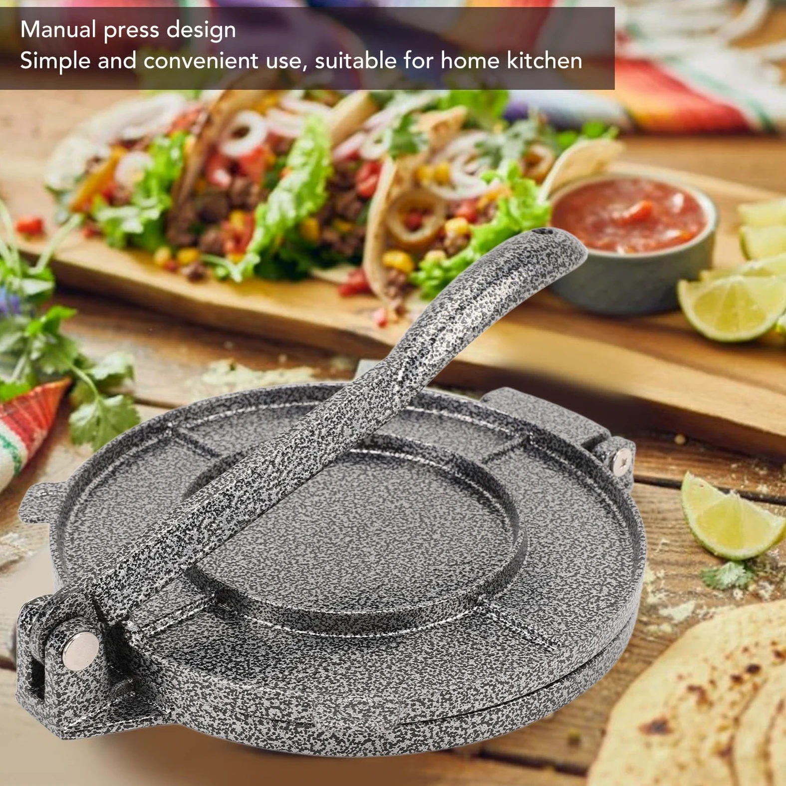 Prensa para tortillas, comal y empanadas LUCKDANO – Máquina para hacer roti, prensa de aleación de aluminio para tortillas y pan plano