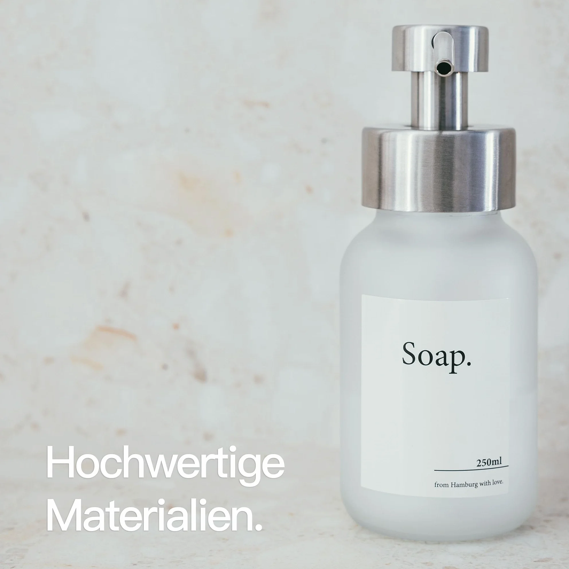 Design Hamburgo Dispensador jabon baño Pared sin taladrar | Dosificador de Gel de Pared | Gel y champu Ducha | Jabonera Cocina Cristal | Sin Soporte | Gris Frost