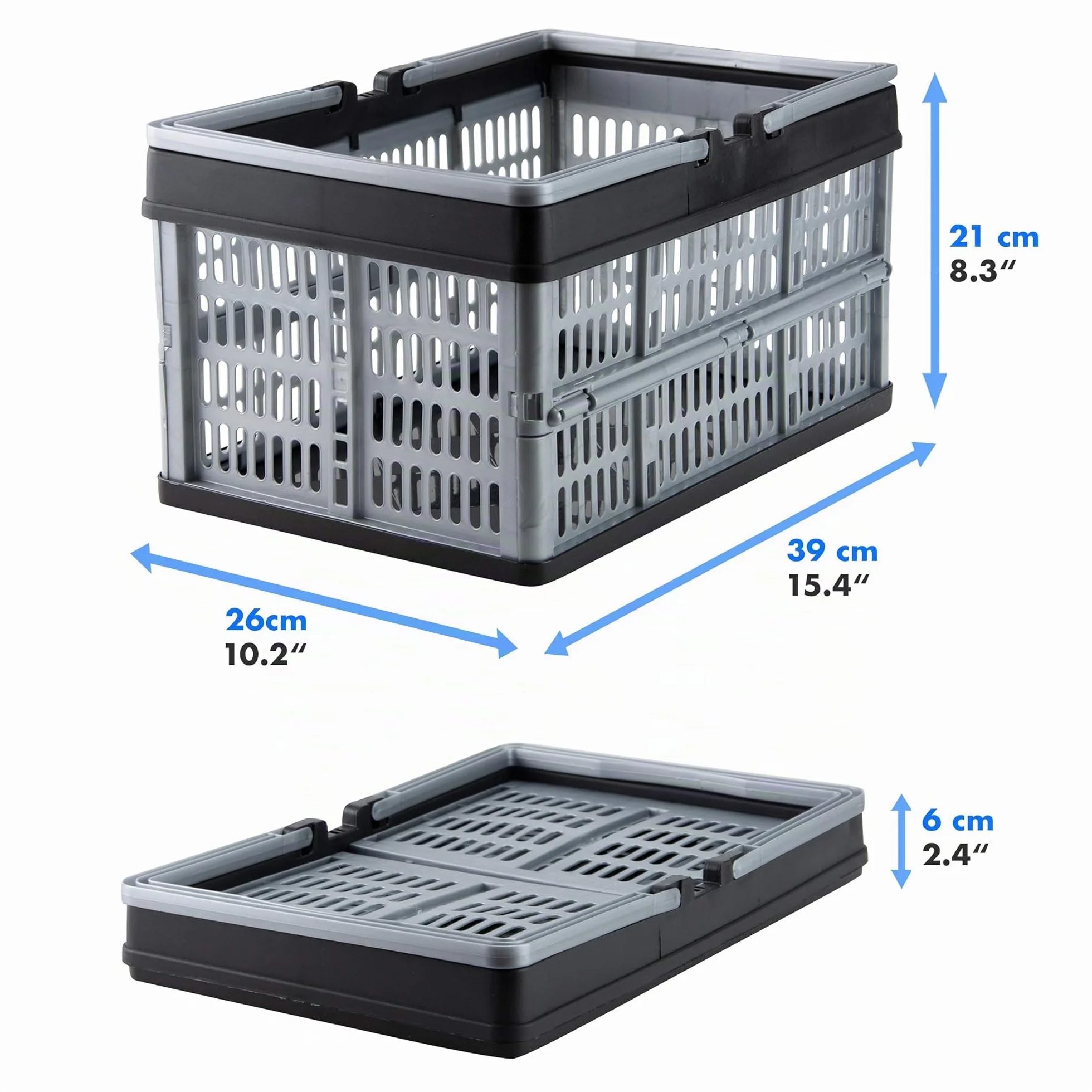 Grizzly 2 x Cajas Plegables con asas - 16 L - Cestas de almacenamiento - apilables