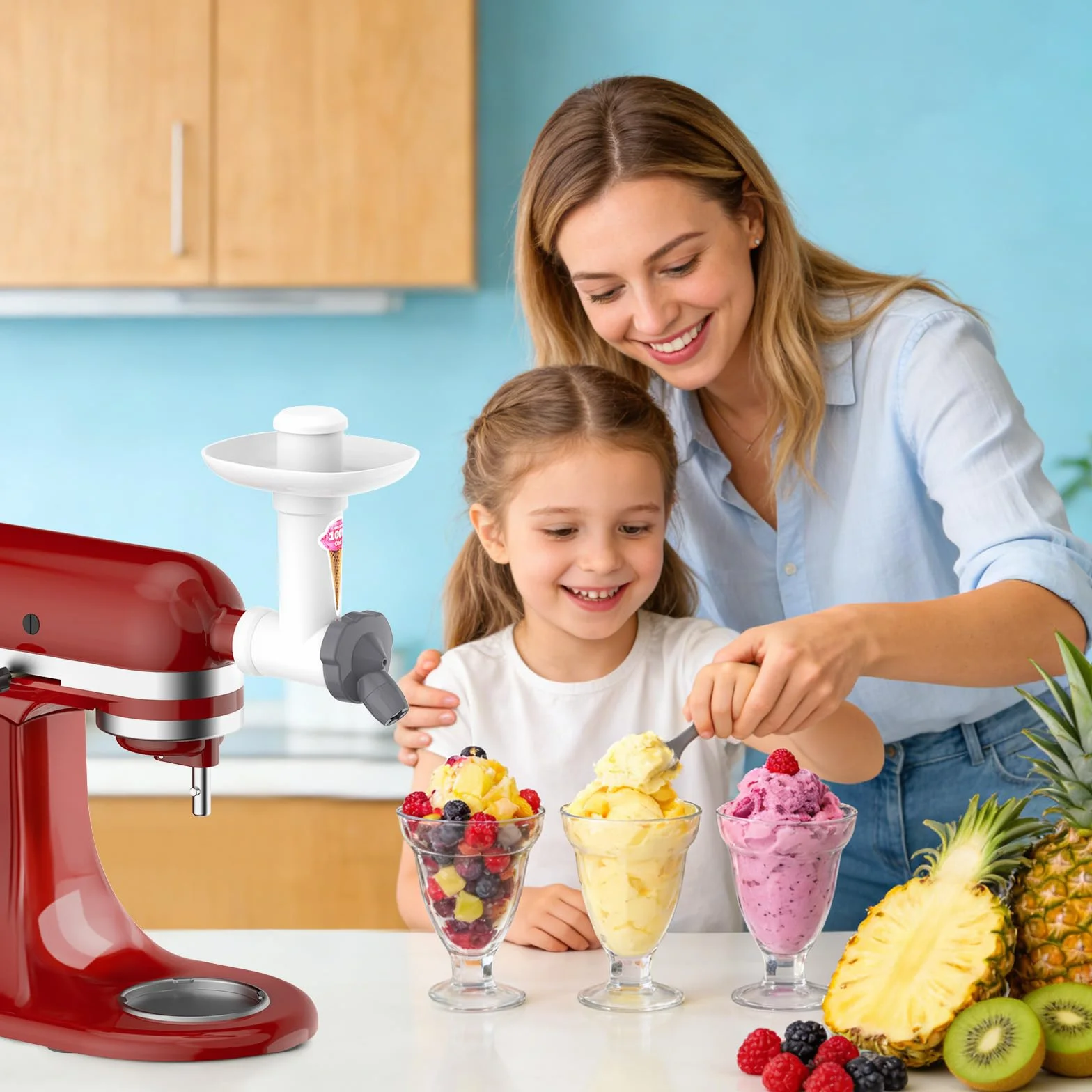 Accesorio para máquina de helados Kitchen aid batidora de pie, accesorio para máquina de helado de frutas, máquina de helado suave sin BPA, apto para alimentos, accesorios de cocina sin