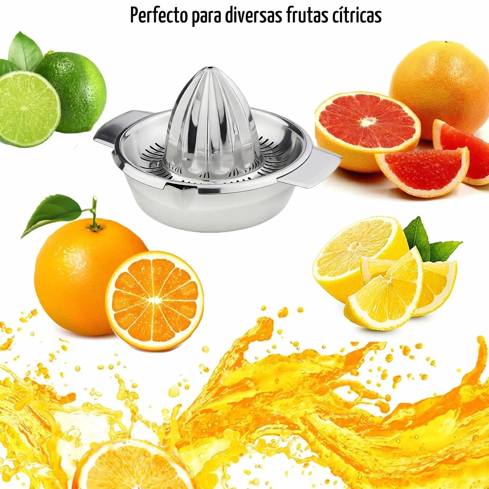 Exprimidor Manual de Acero Inoxidable 304, Citrus Juicer de Mano 350ML, Ø 13,8 cm