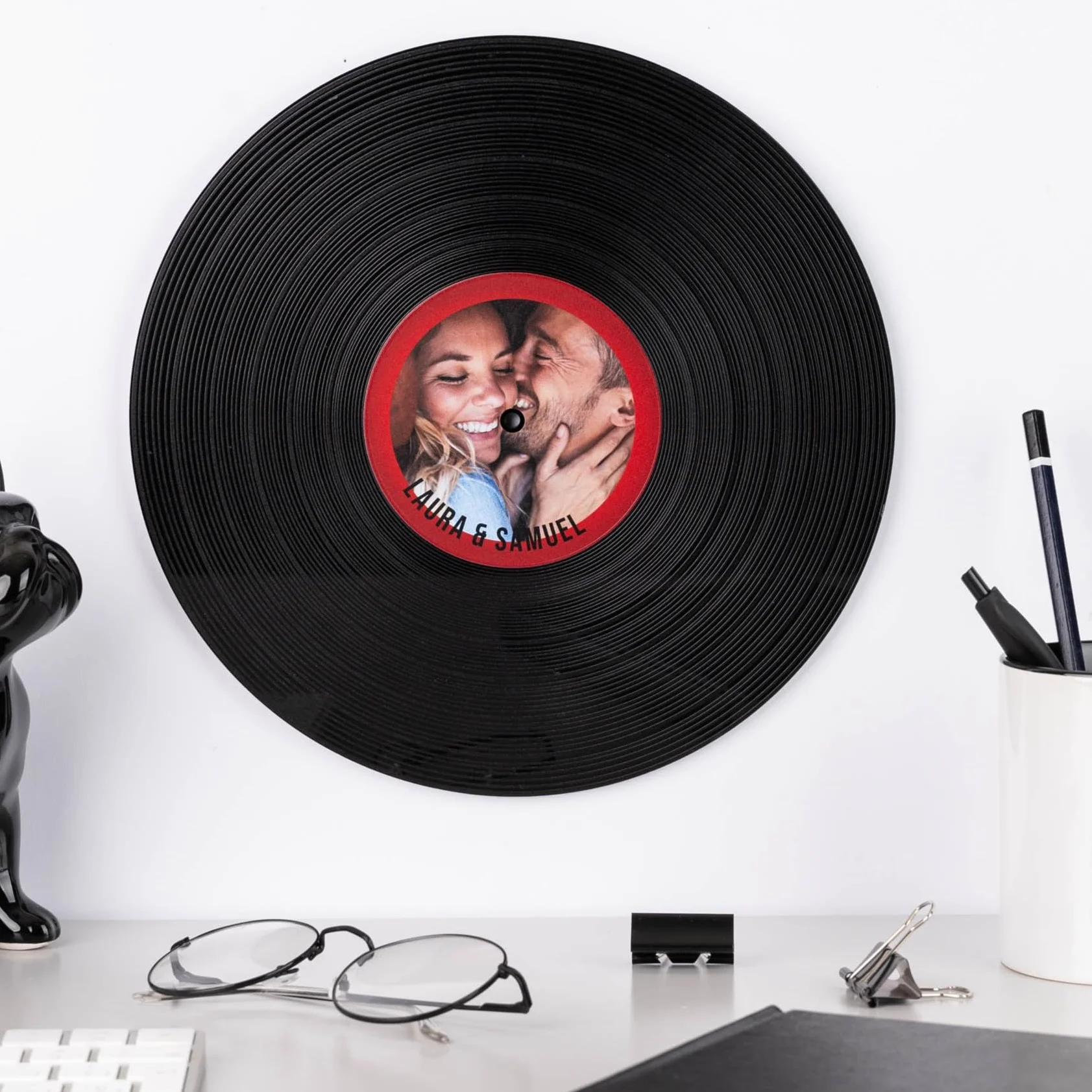 Wanapix Disco de Vinilo Personalizado con Foto y Texto 30 cm Vintage Decorativo