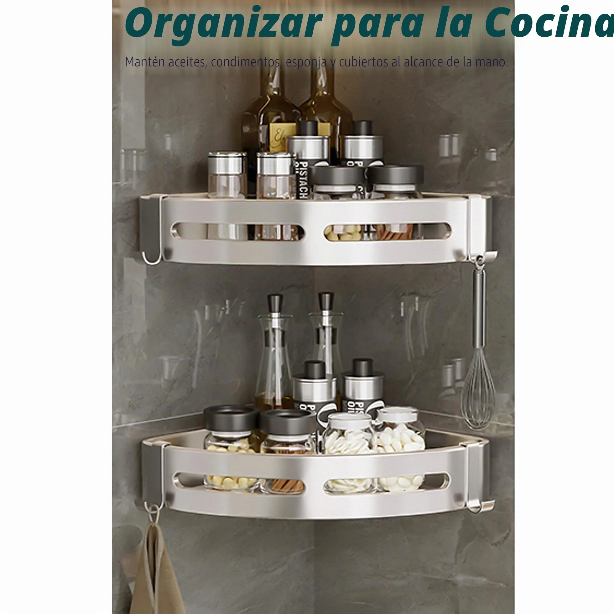 Estanteria Ducha Estante Baño sin Taladro Adhesivo Estantería Esquina Pared Organizador Baño Rinconera Ducha de Aluminio Plata 2 Piezas Cesta Ducha Soporte para Champú y Gel