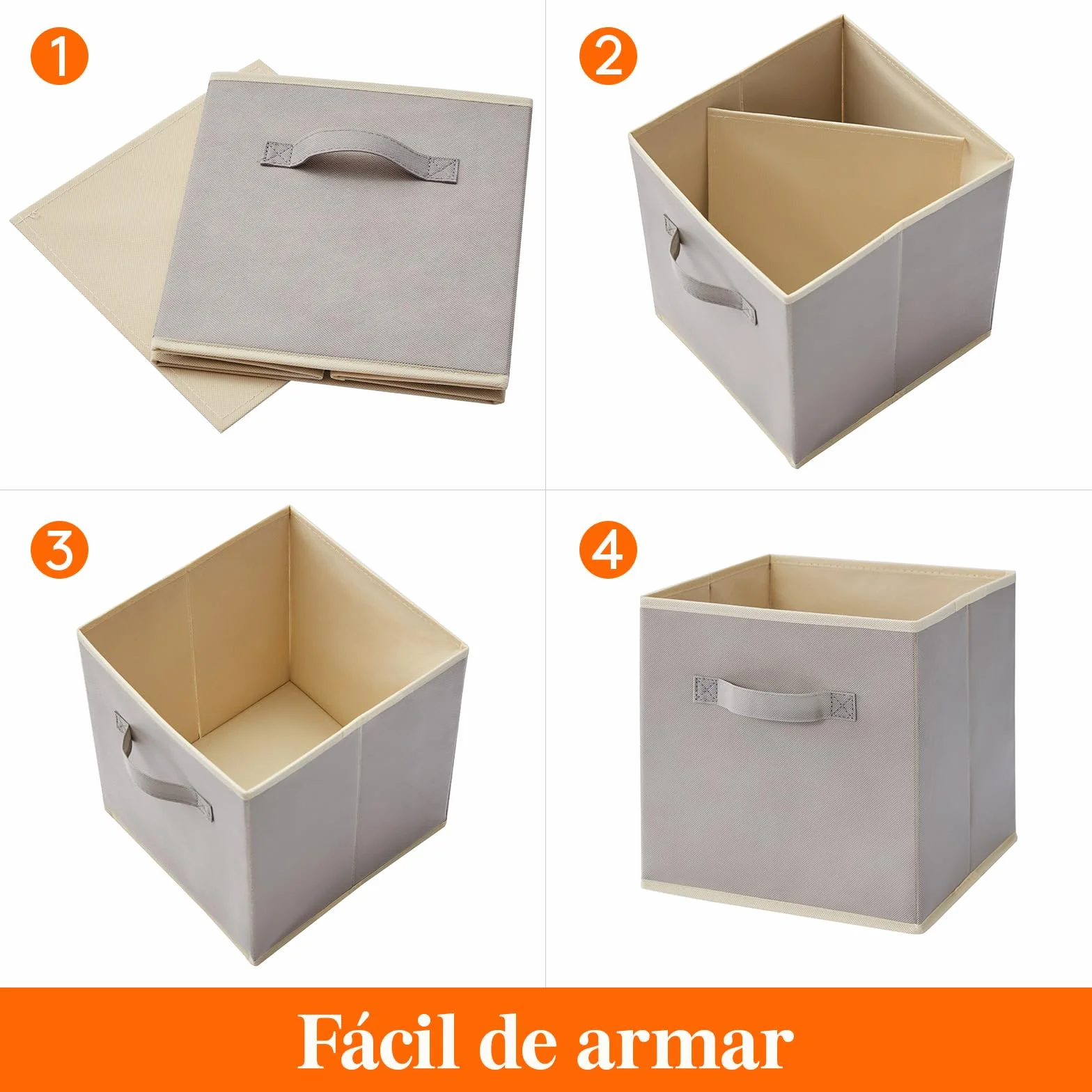 Lifewit Juego de 8 Cubos de almacenamiento plegables, Cestas de Almacenamiento de Tela, Cajas de Almacenamiento con asas, Organizadores para ropa, Juguetes, 26,5 x 26,5 x 28 cm, 18 L, Gris Claro