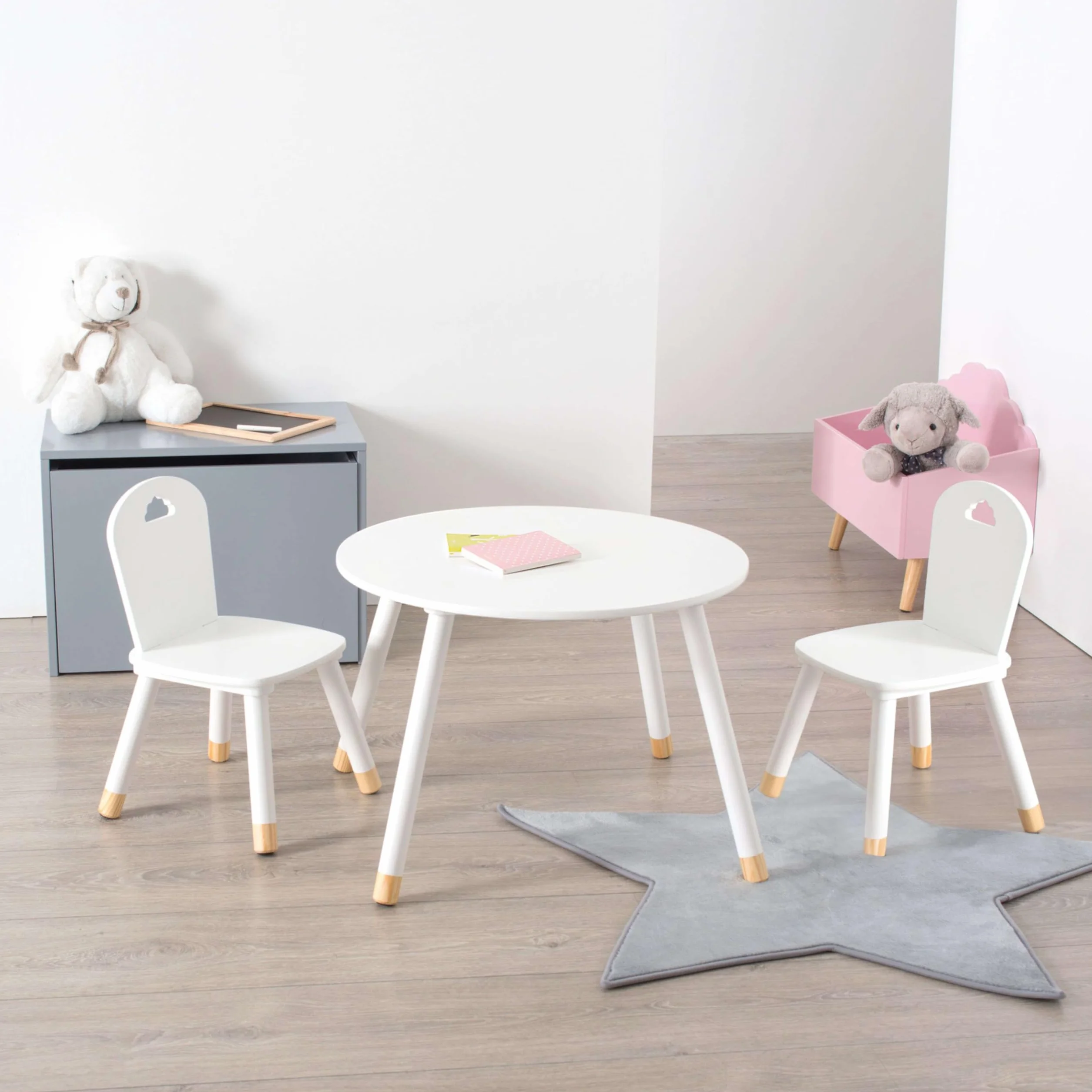 Miroytengo Silla Infantil Douceur Melamina Blanco, Patas de Madera, Estable y Elegante para Niños, Diseño Moderno